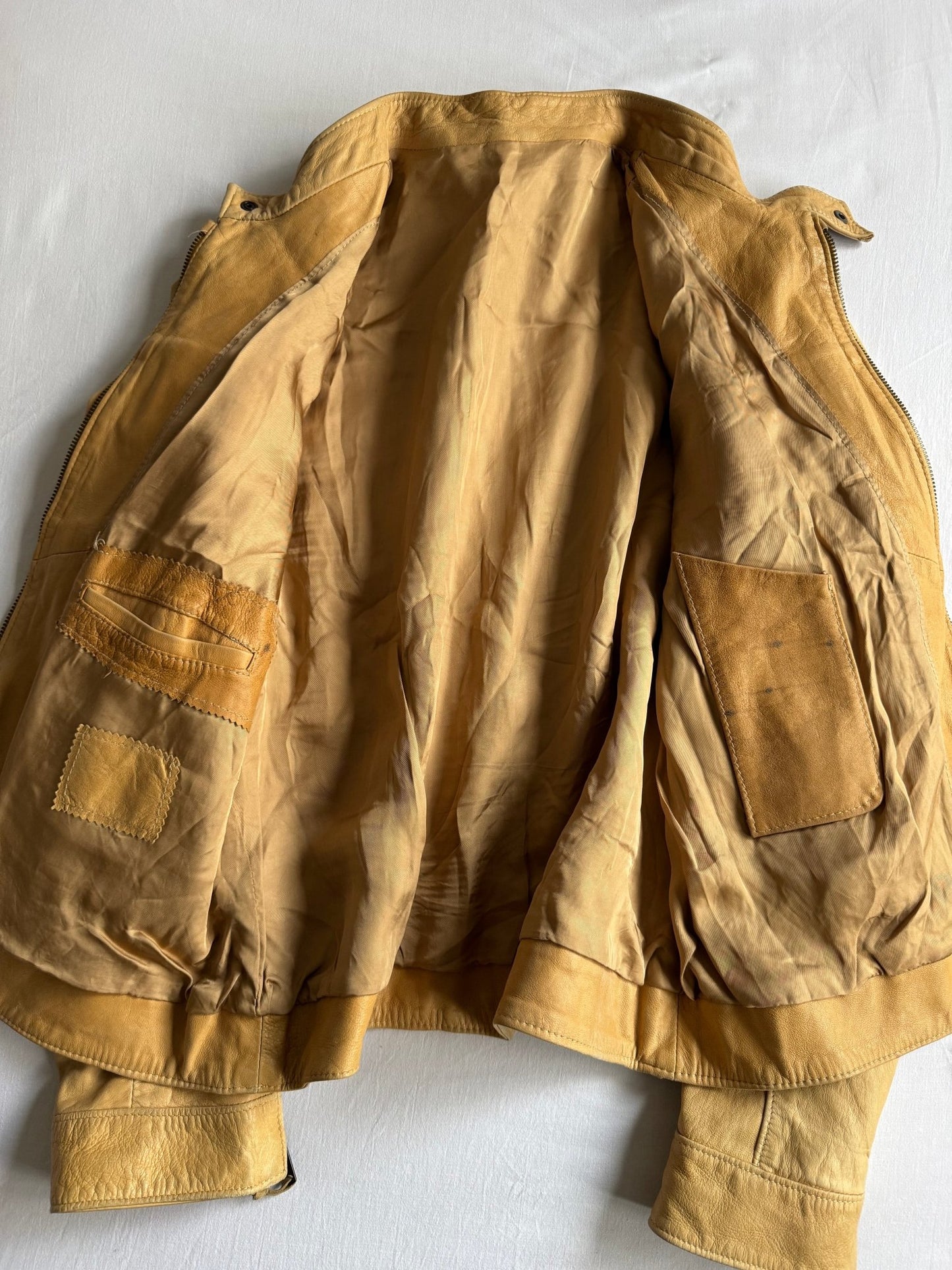 🏍️ Jachetă vintage camel brown din piele, stil Cafe Racer (Men’s XL) - anbracaminte