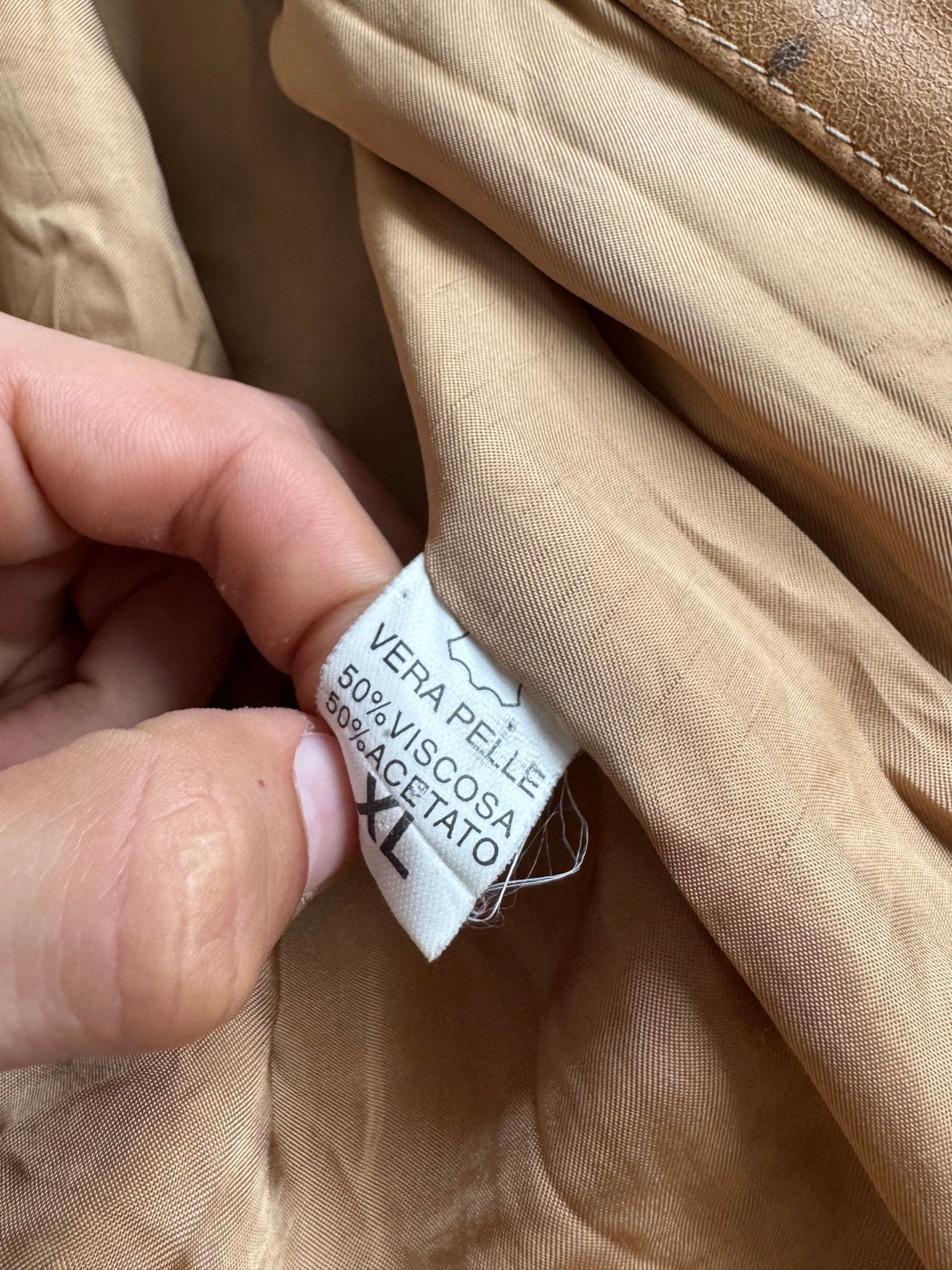 🏍️ Jachetă vintage camel brown din piele, stil Cafe Racer (Men’s XL) - anbracaminte