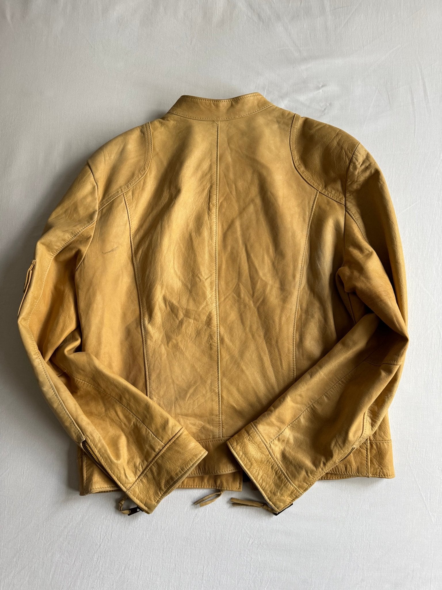 🏍️ Jachetă vintage camel brown din piele, stil Cafe Racer (Men’s XL) - anbracaminte