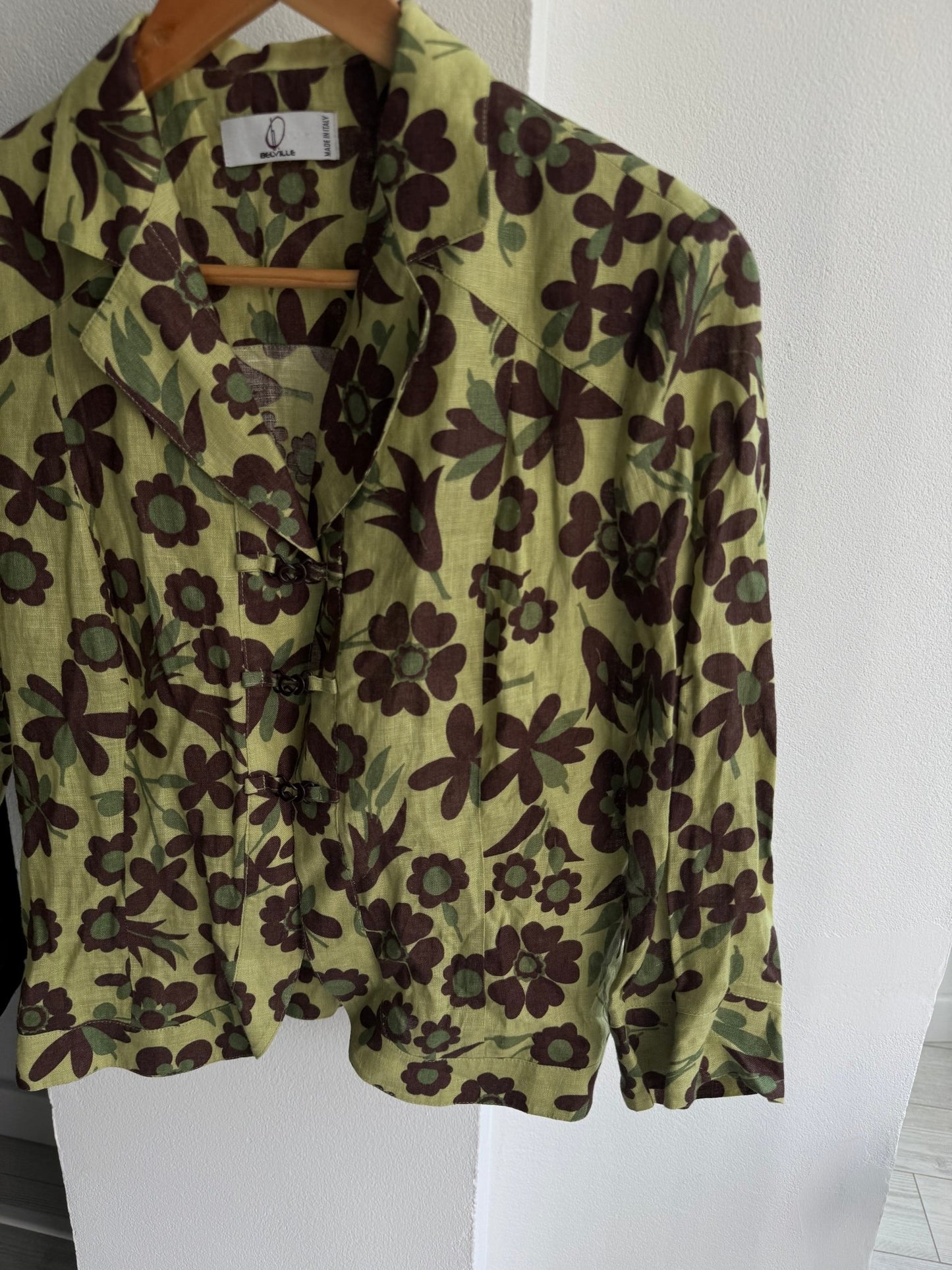 🍃 Jachetă Vintage Damă Printed din In – IT 42 (S) – Made in Italy - anbracaminte