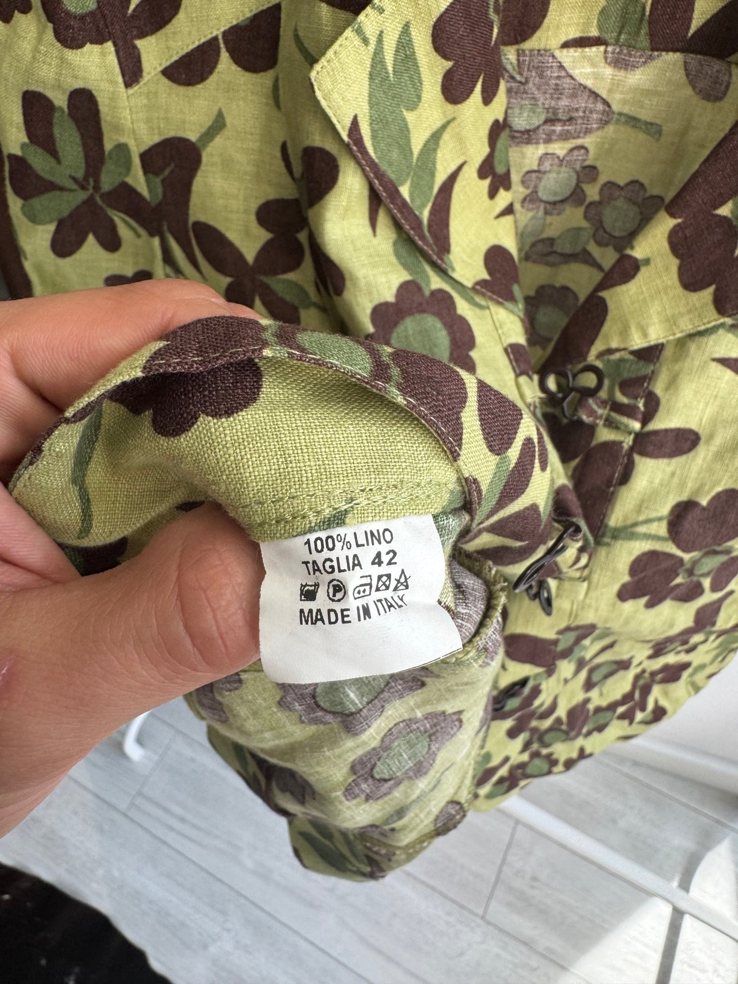 🍃 Jachetă Vintage Damă Printed din In – IT 42 (S) – Made in Italy - anbracaminte
