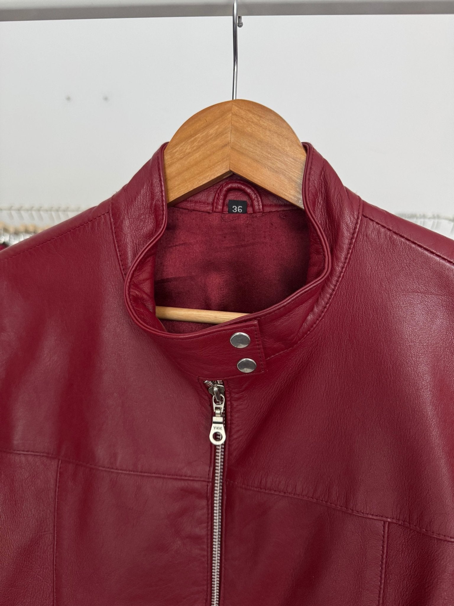 🍷 Jachetă Vintage din Piele Burgundy – Damă | Mărimea 36 / S - anbracaminte