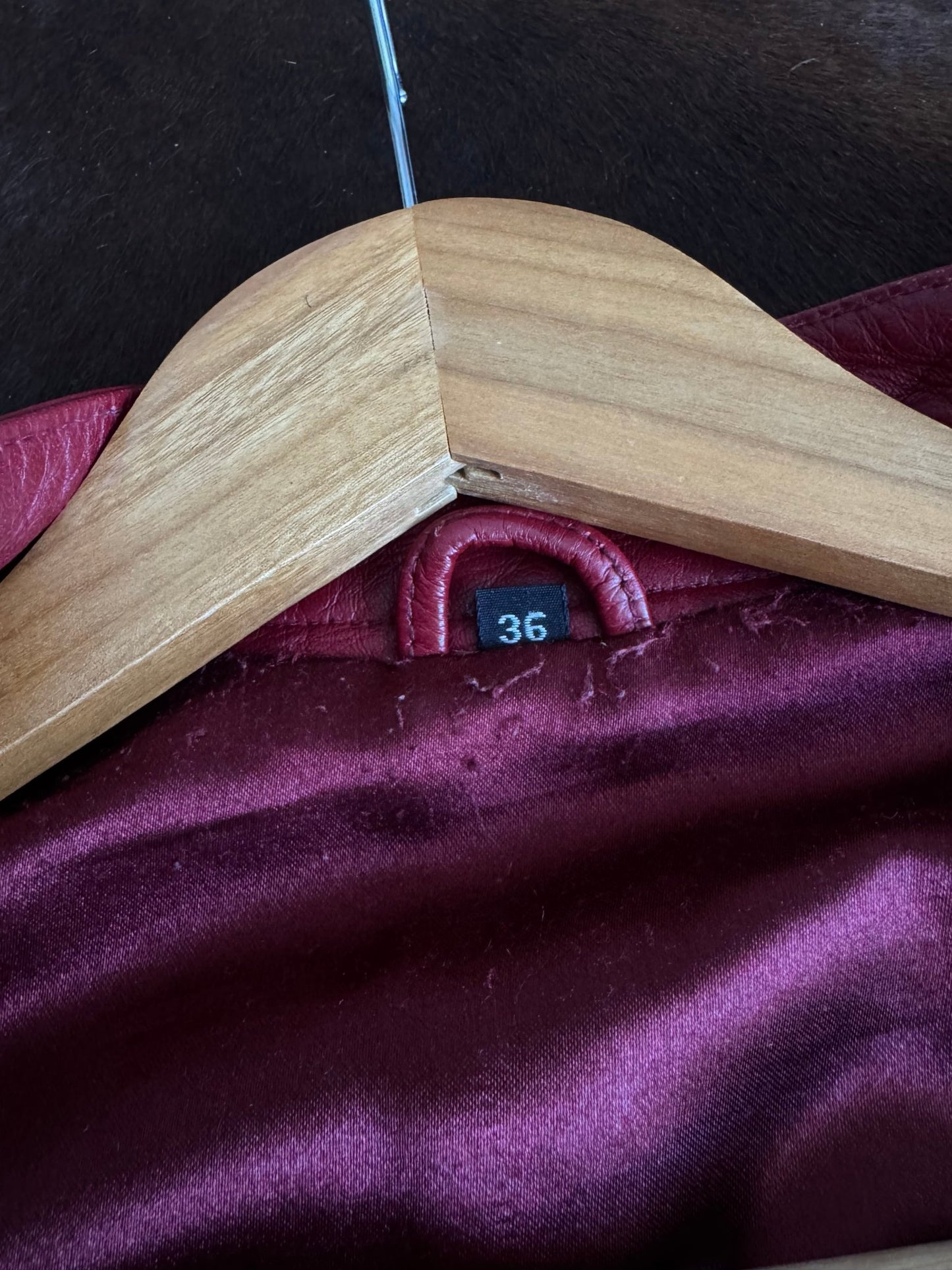 🍷 Jachetă Vintage din Piele Burgundy – Damă | Mărimea 36 / S - anbracaminte