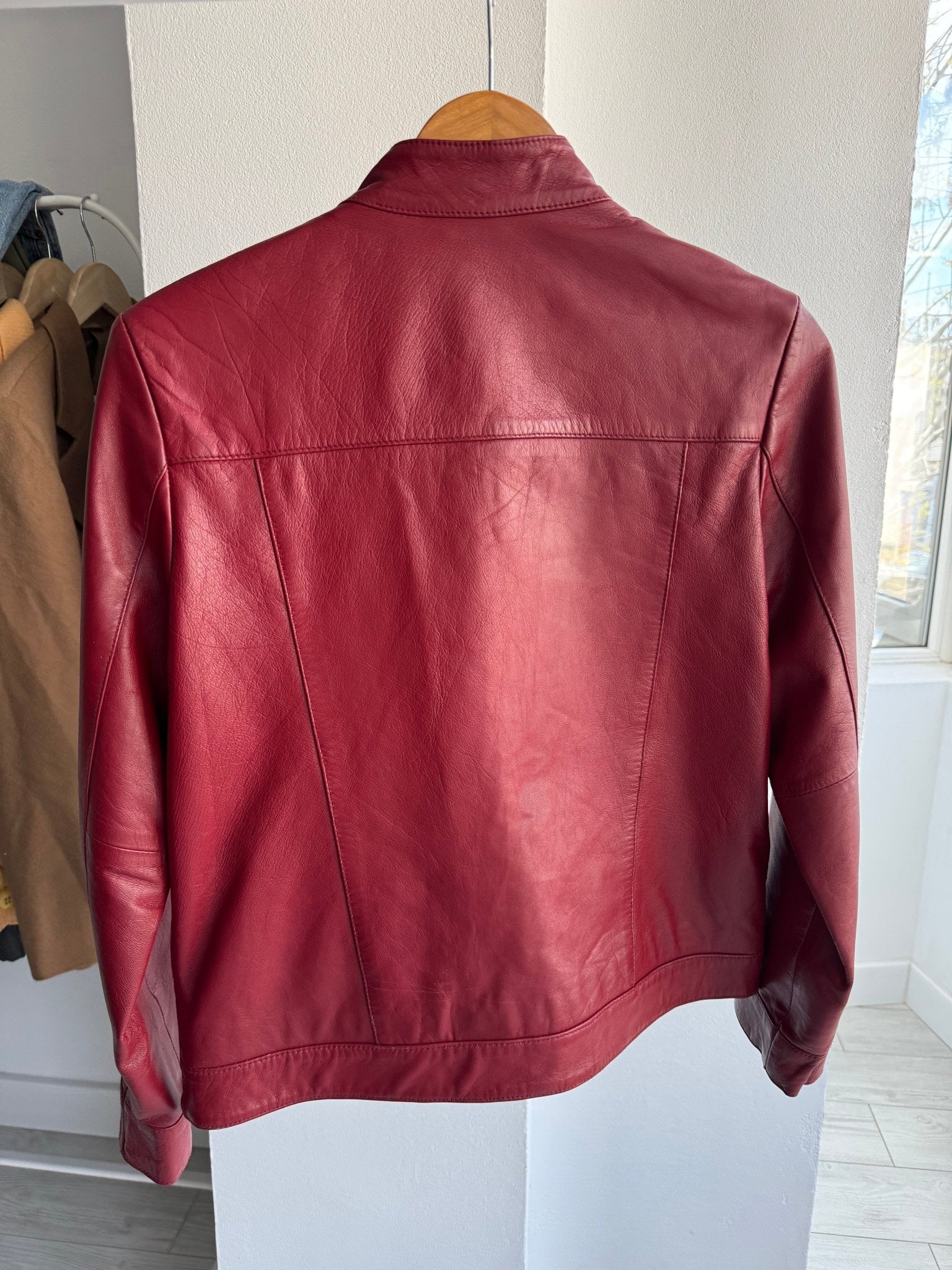 🍷 Jachetă Vintage din Piele Burgundy – Damă | Mărimea 36 / S - anbracaminte