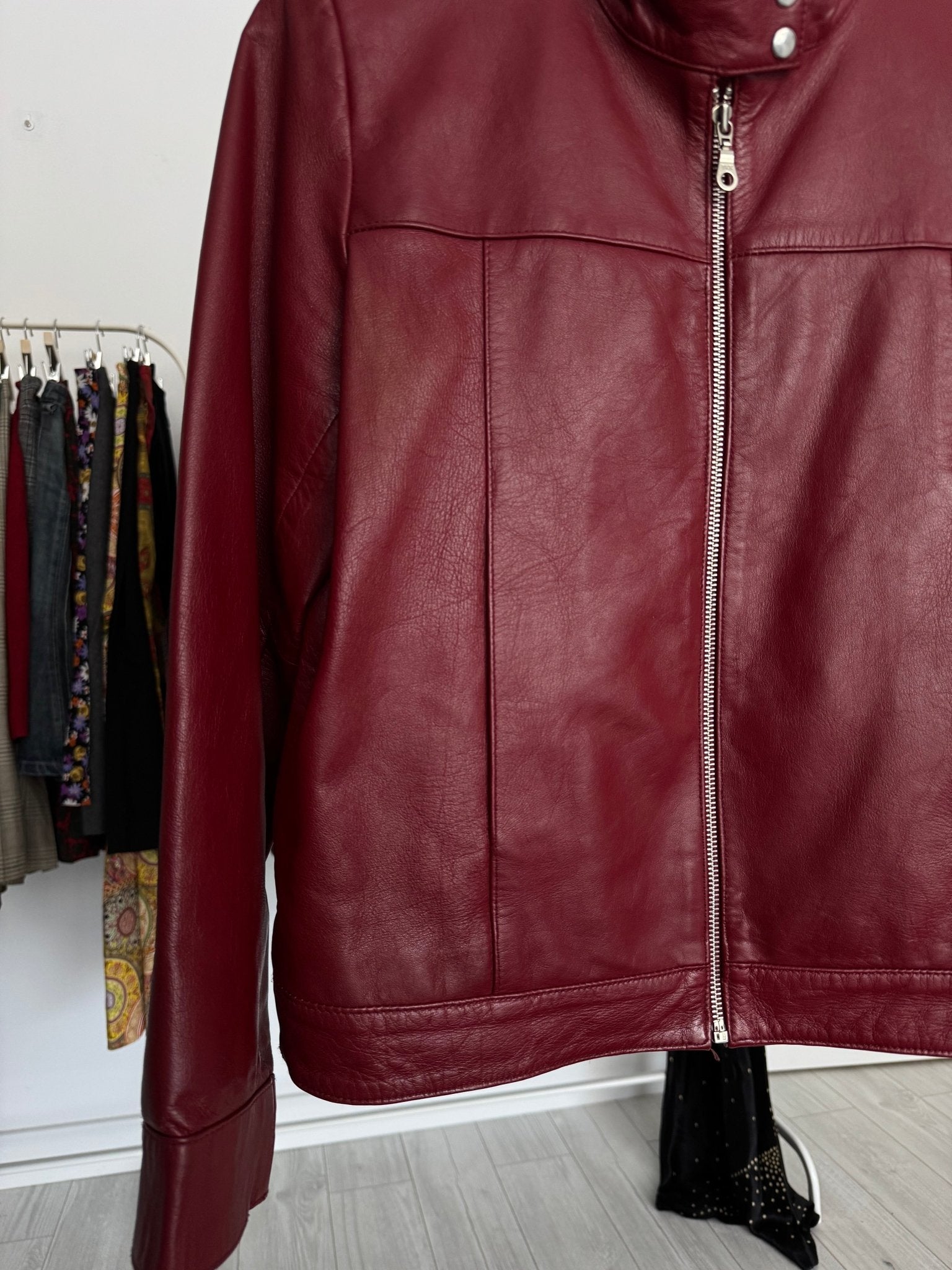 🍷 Jachetă Vintage din Piele Burgundy – Damă | Mărimea 36 / S - anbracaminte
