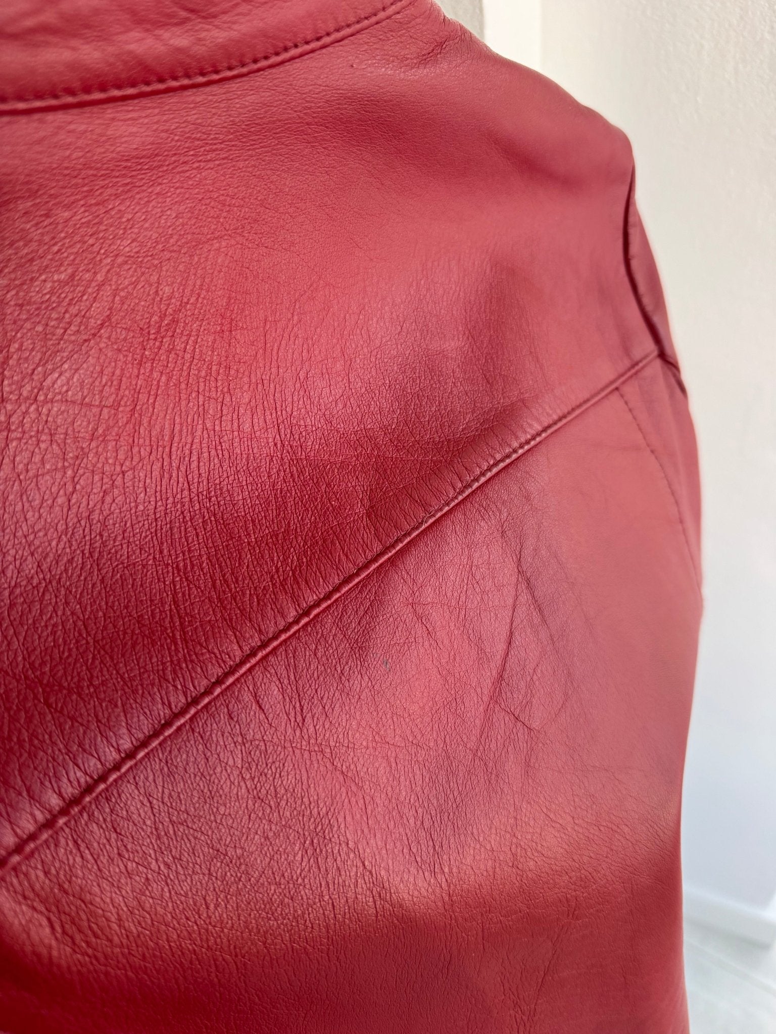 🍷 Jachetă Vintage din Piele Burgundy – Damă | Mărimea 36 / S - anbracaminte