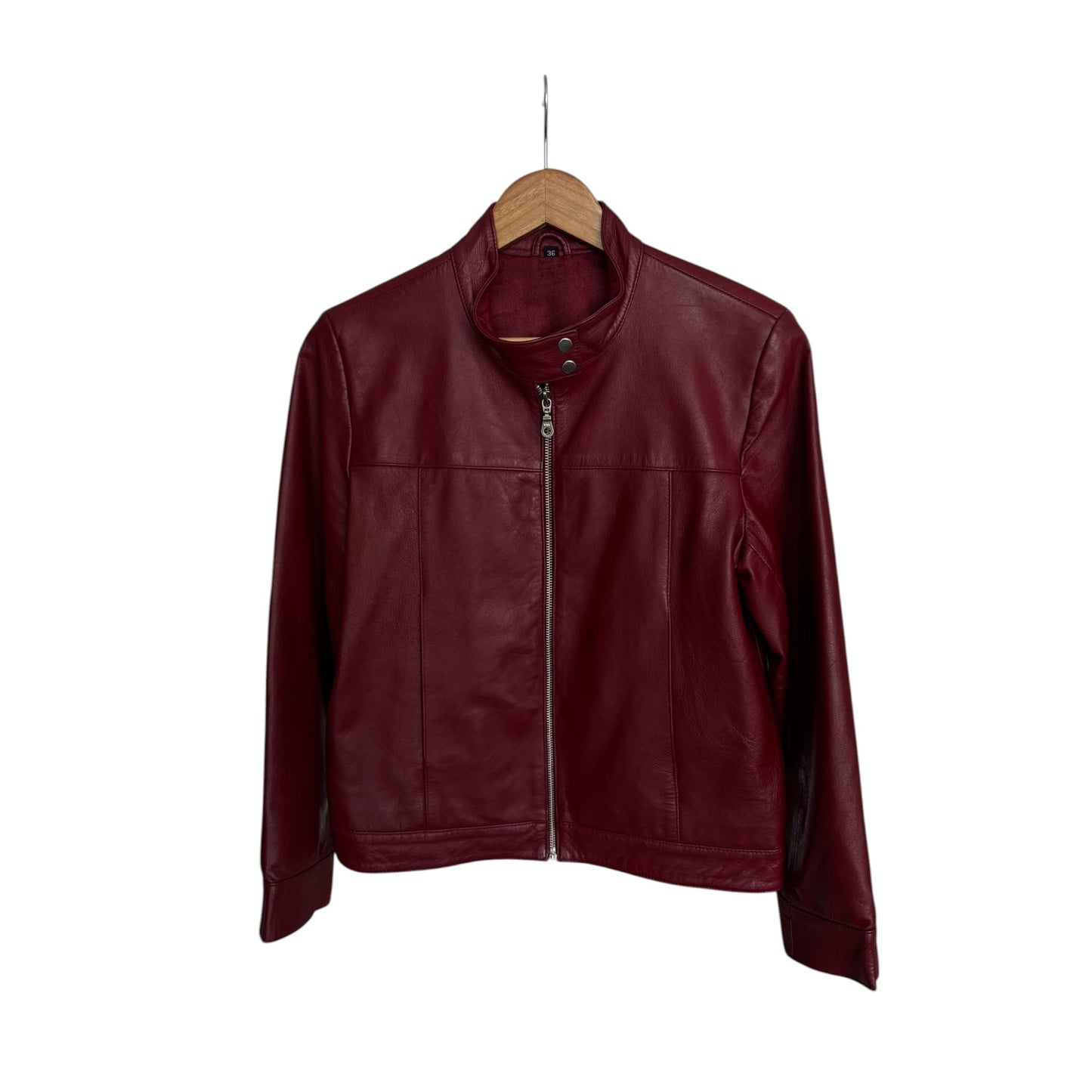 🍷 Jachetă Vintage din Piele Burgundy – Damă | Mărimea 36 / S - anbracaminte