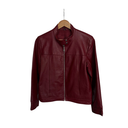 🍷 Jachetă Vintage din Piele Burgundy – Damă | Mărimea 36 / S - anbracaminte