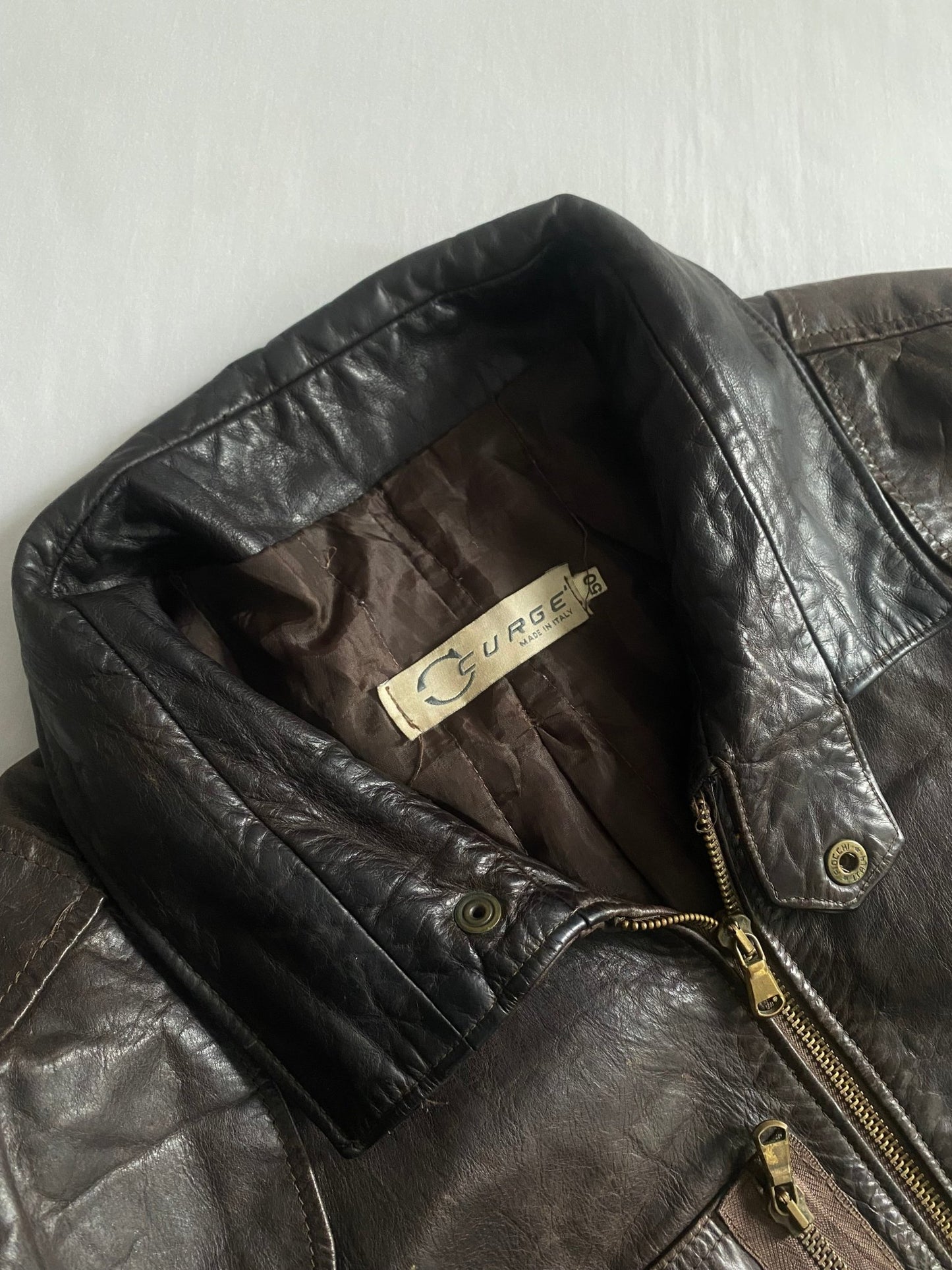 Jachetă Vintage din Piele Maro Închis – Made in Italy – Mărime 50 (Bărbați) - anbracaminte