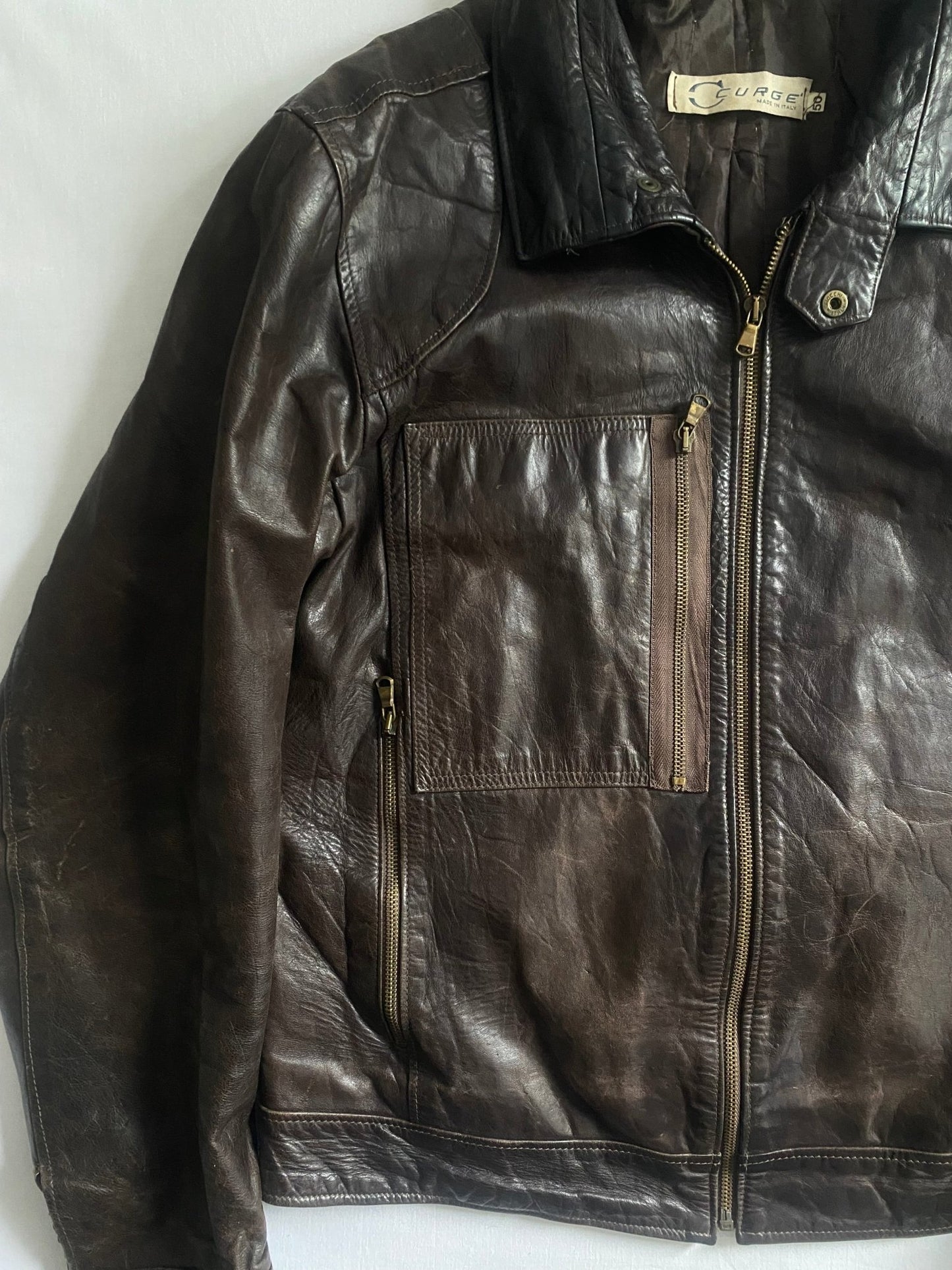 Jachetă Vintage din Piele Maro Închis – Made in Italy – Mărime 50 (Bărbați) - anbracaminte