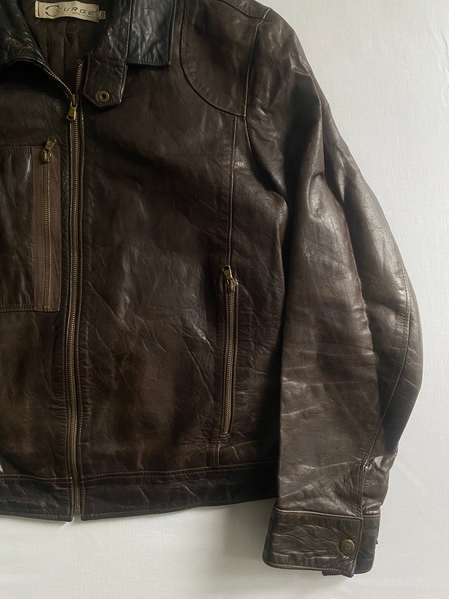 Jachetă Vintage din Piele Maro Închis – Made in Italy – Mărime 50 (Bărbați) - anbracaminte