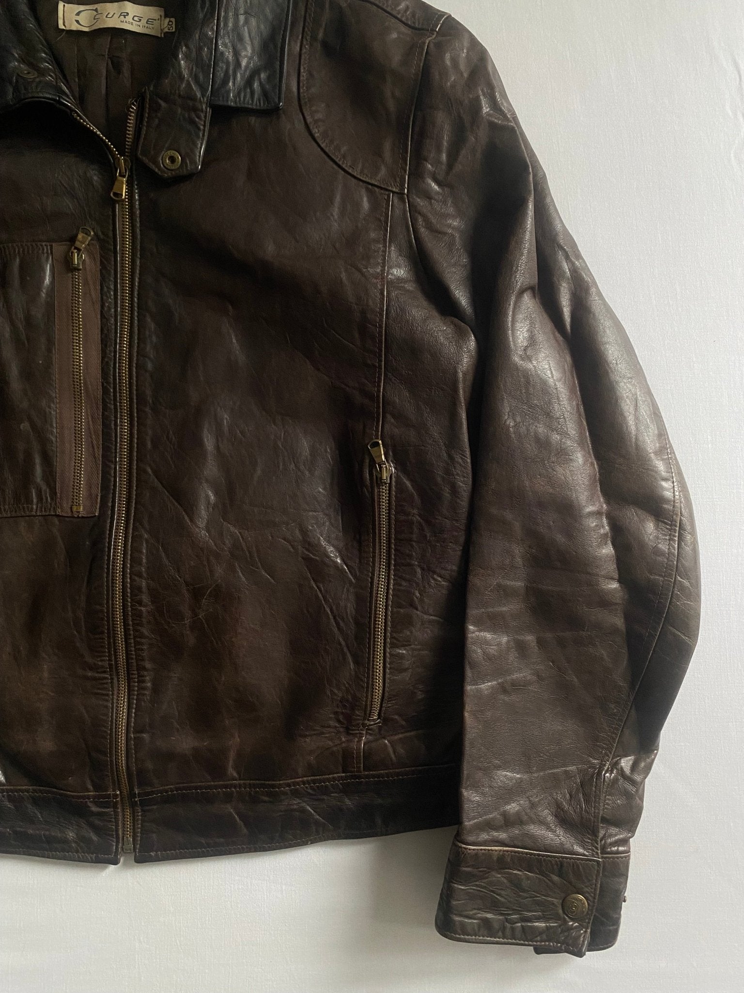 Jachetă Vintage din Piele Maro Închis – Made in Italy – Mărime 50 (Bărbați) - anbracaminte