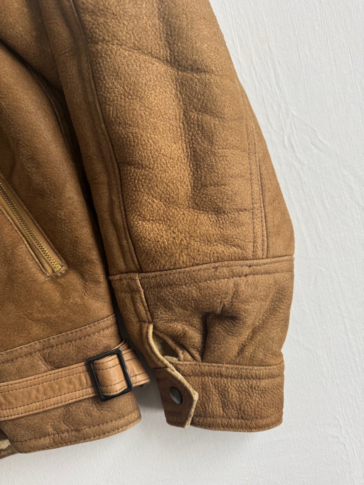 🐑 Jachetă Vintage Din Shearling Natural – Bărbați M/L - anbracaminte