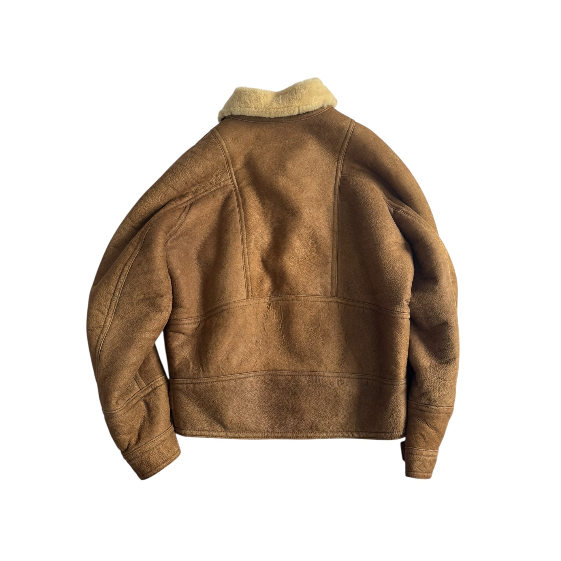 🐑 Jachetă Vintage Din Shearling Natural – Bărbați M/L - anbracaminte
