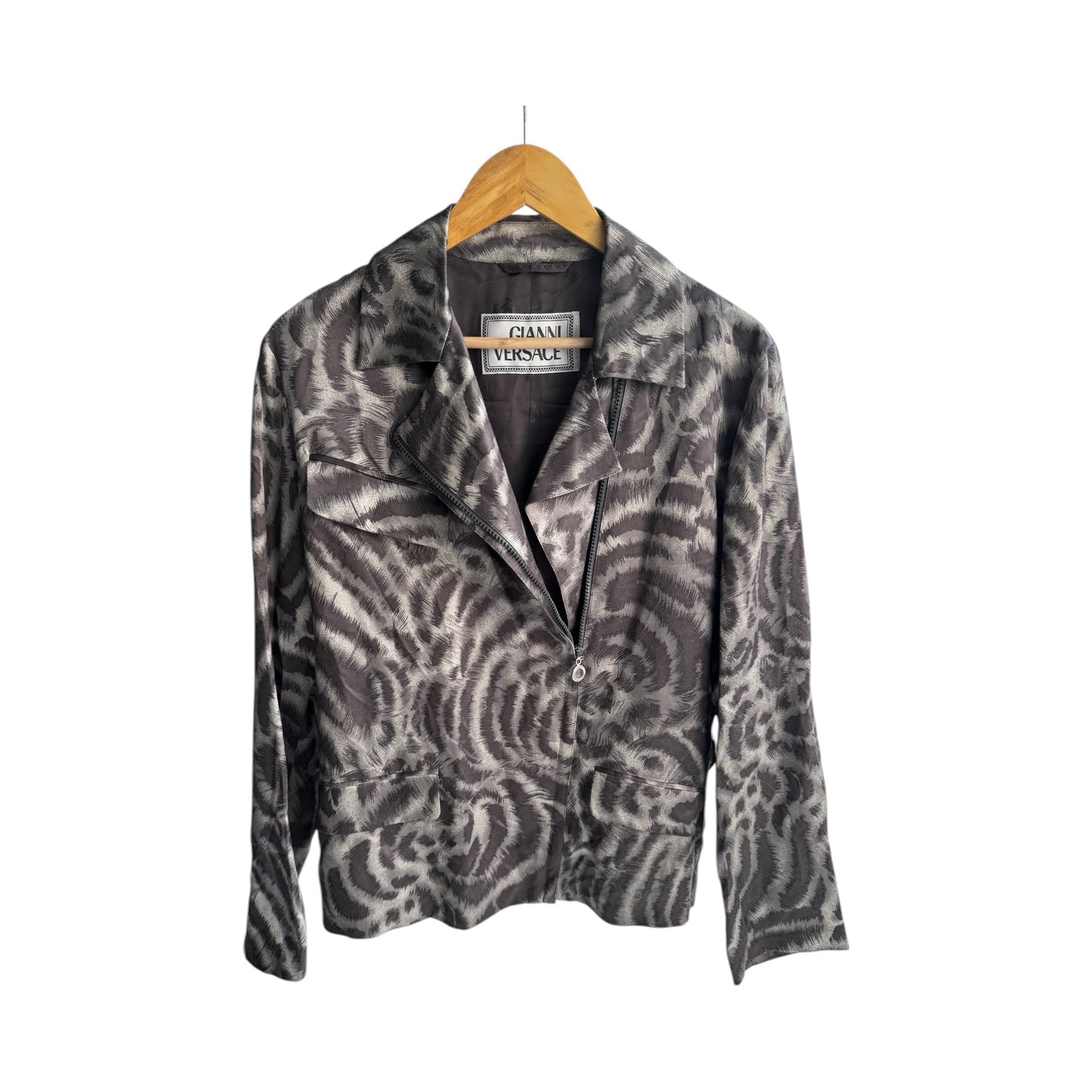🦓 Jachetă Vintage Gianni Versace din Mătase cu Zebra Print – Damă | IT 44 / M | Made in Italy - anbracaminte