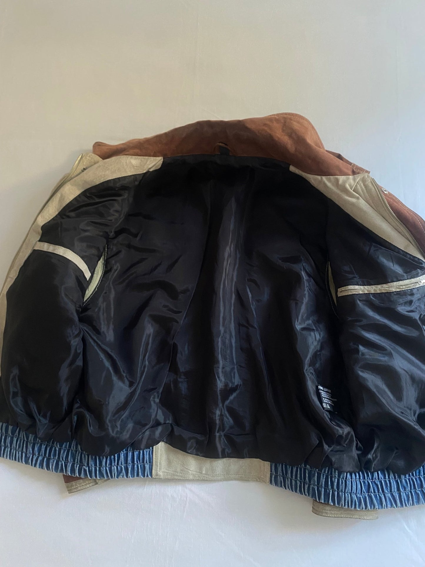 Jachetă Vintage Suede & Denim – Mâneci Detașabile – Mărime 48 (M, Oversized/Boxy Fit) - anbracaminte