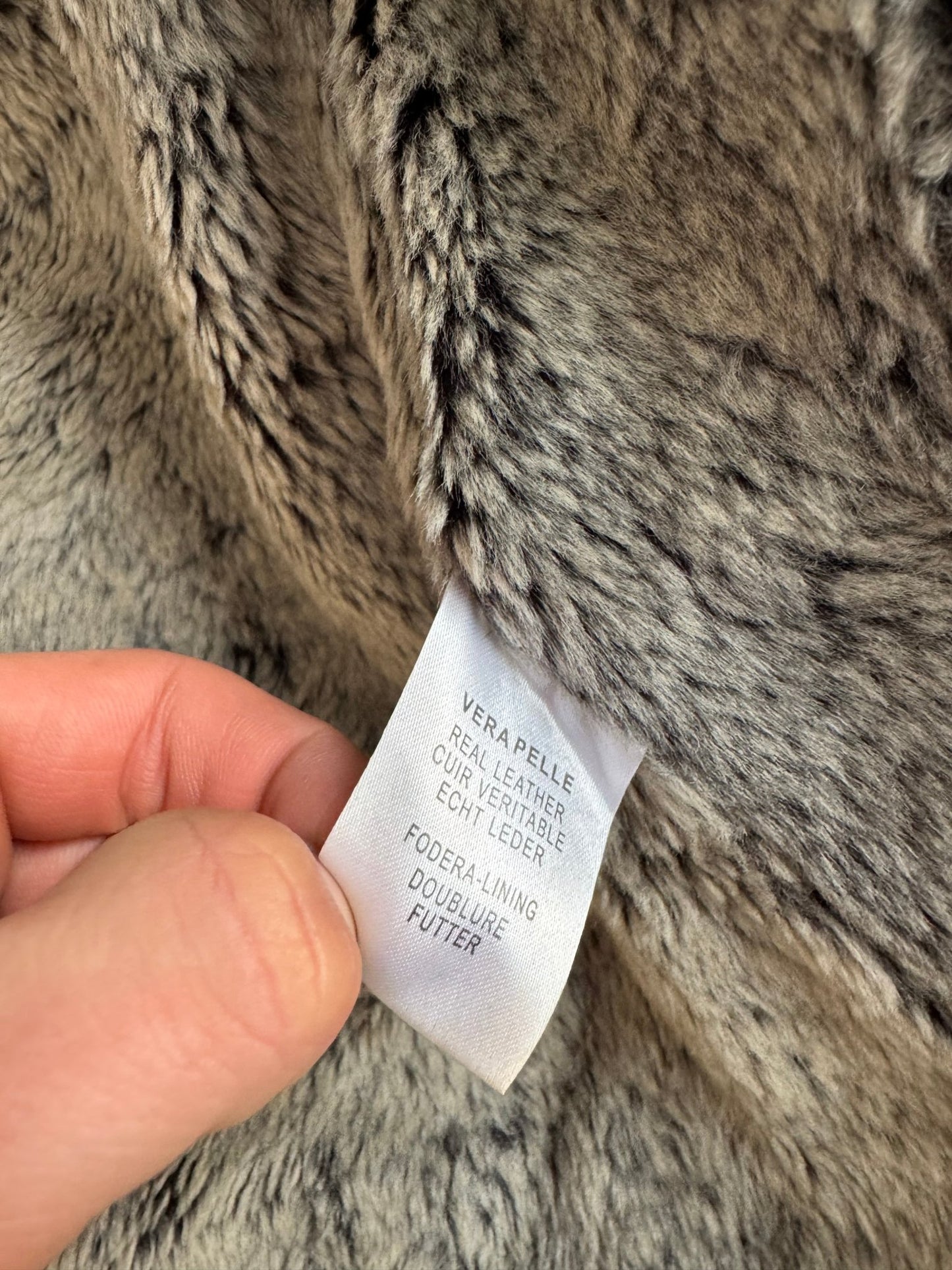 🧥 Jachetă Y2K Cropped din Piele cu Căptușeală Sherpa – 48 (M Bărbați) - anbracaminte