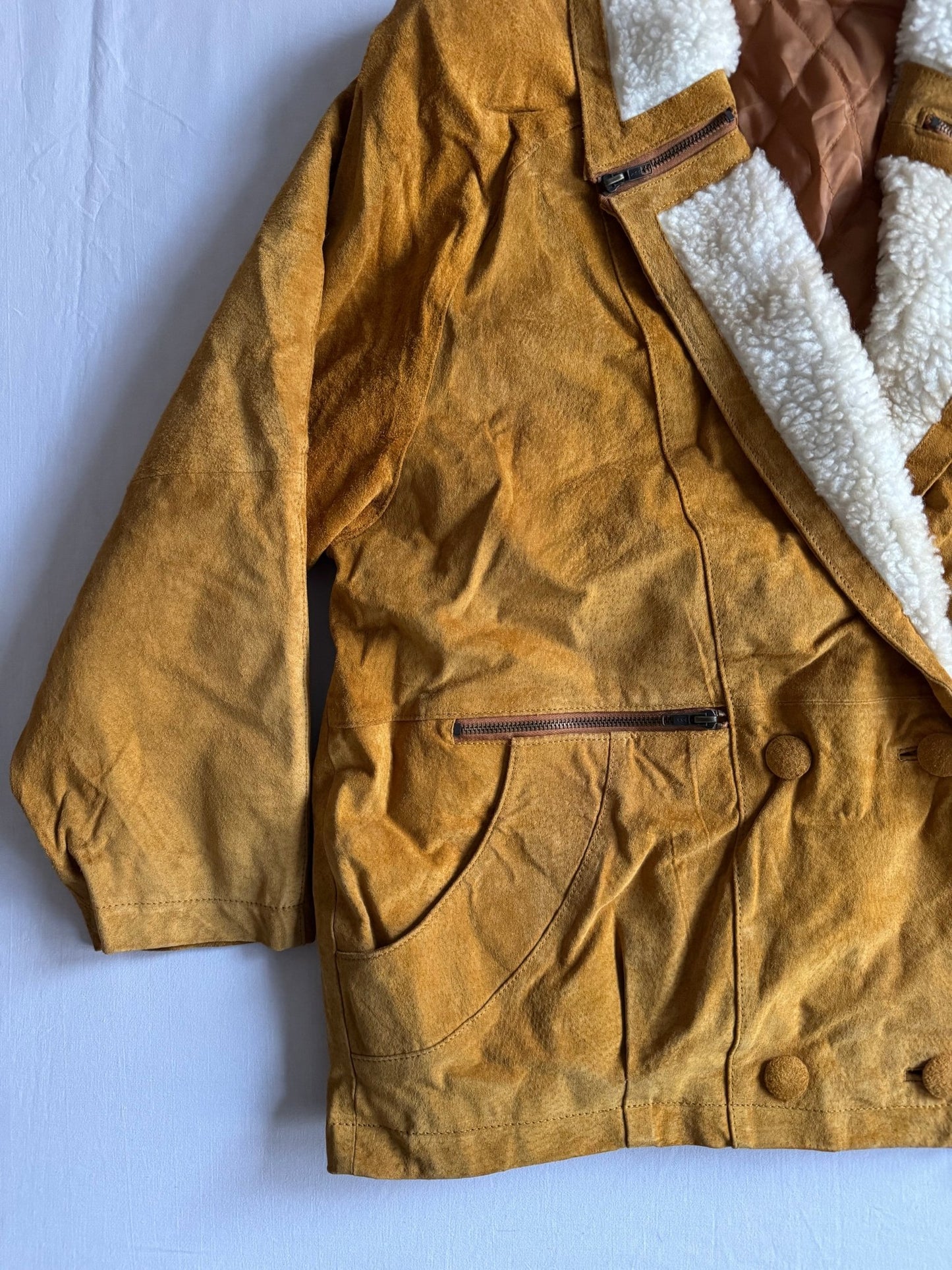 🧥 Jachetă Y2K din Suede cu Shearling Sintetic – Mărime 40 (M/L Femei) - anbracaminte