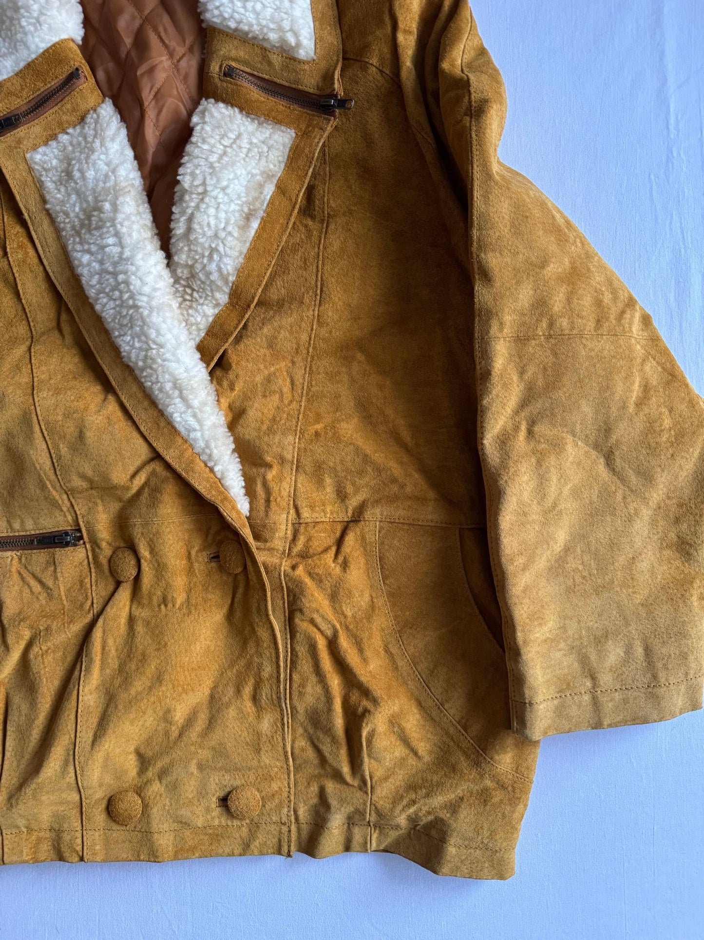 🧥 Jachetă Y2K din Suede cu Shearling Sintetic – Mărime 40 (M/L Femei) - anbracaminte