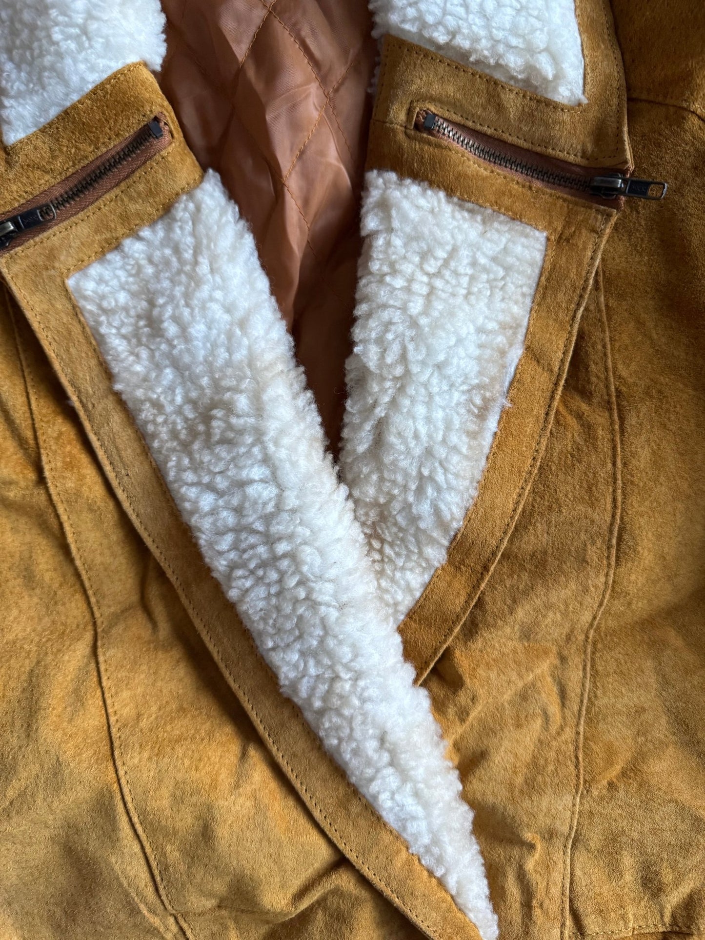 🧥 Jachetă Y2K din Suede cu Shearling Sintetic – Mărime 40 (M/L Femei) - anbracaminte