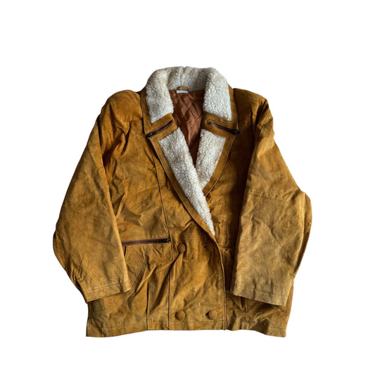 🧥 Jachetă Y2K din Suede cu Shearling Sintetic – Mărime 40 (M/L Femei) - anbracaminte