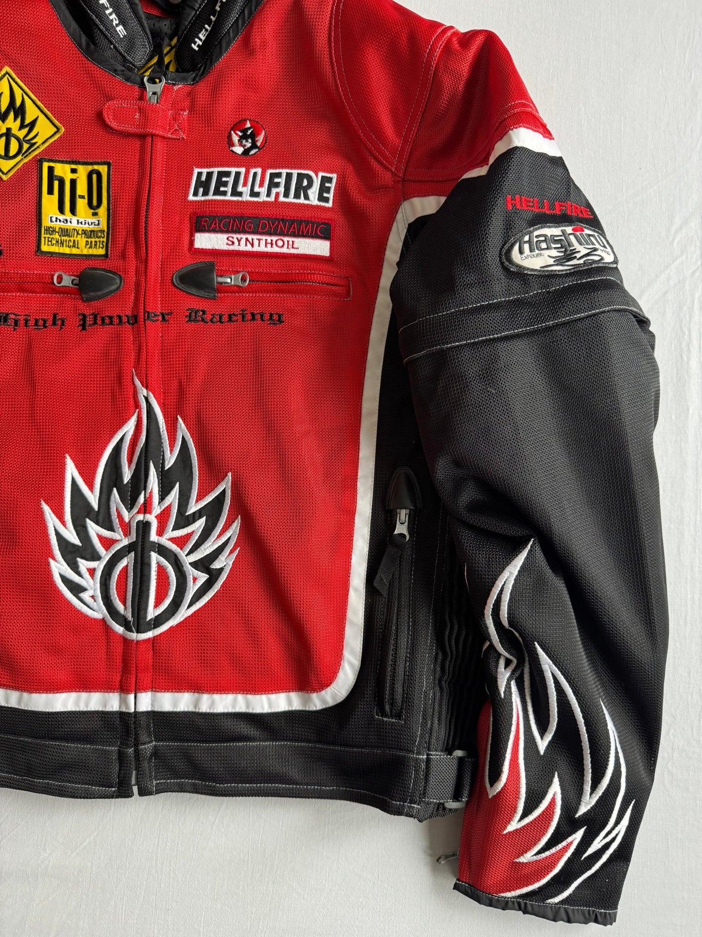 🏍️ Jachetă Y2K Racing Print Textil – L - anbracaminte