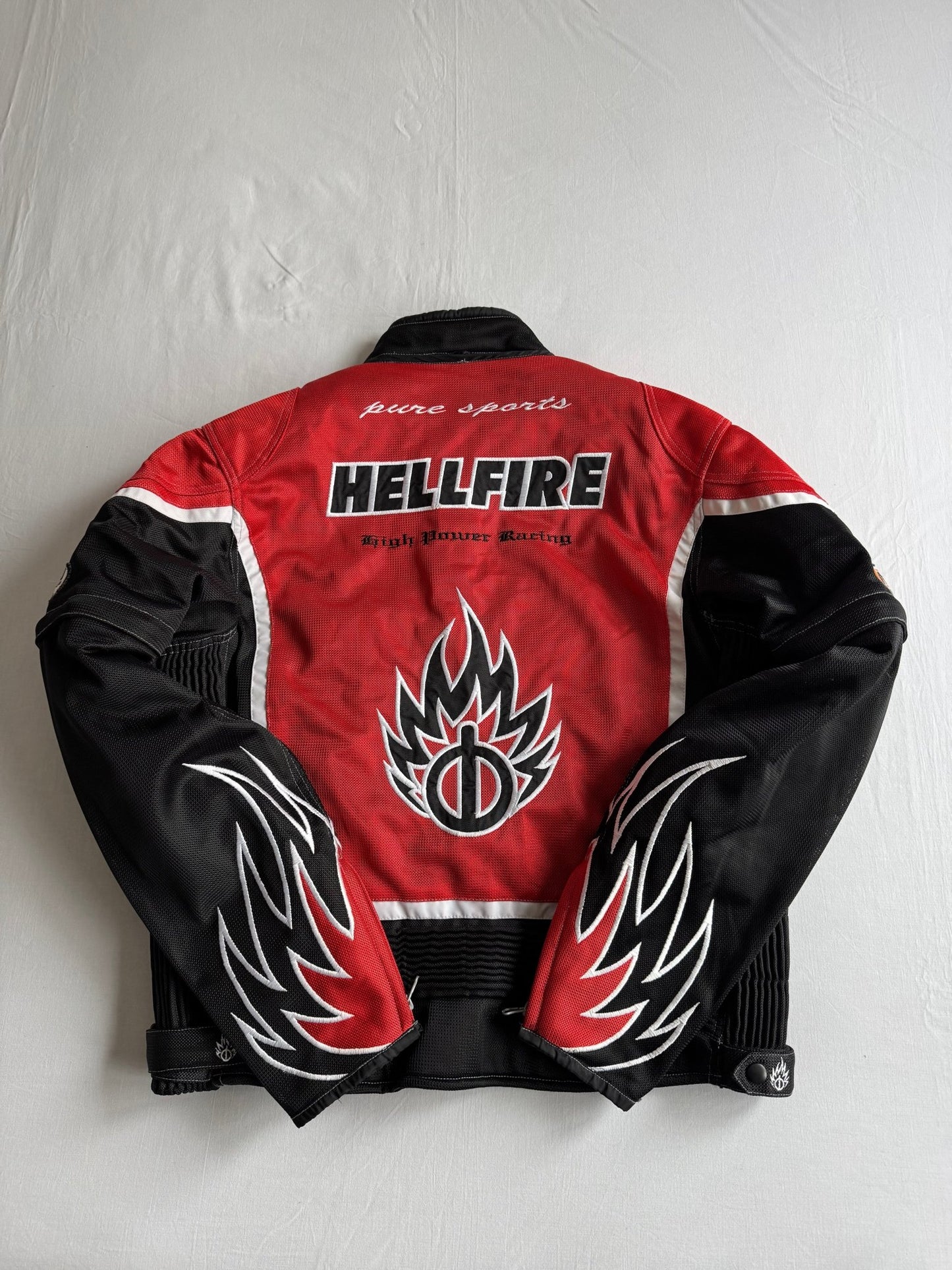 🏍️ Jachetă Y2K Racing Print Textil – L - anbracaminte