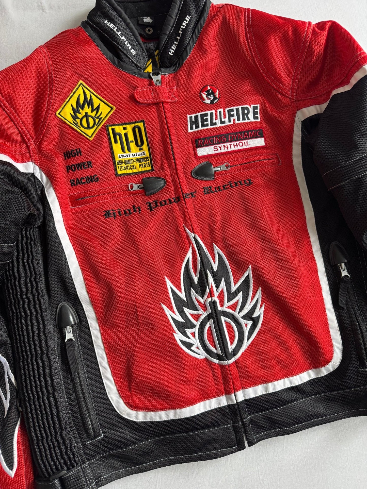 🏍️ Jachetă Y2K Racing Print Textil – L - anbracaminte