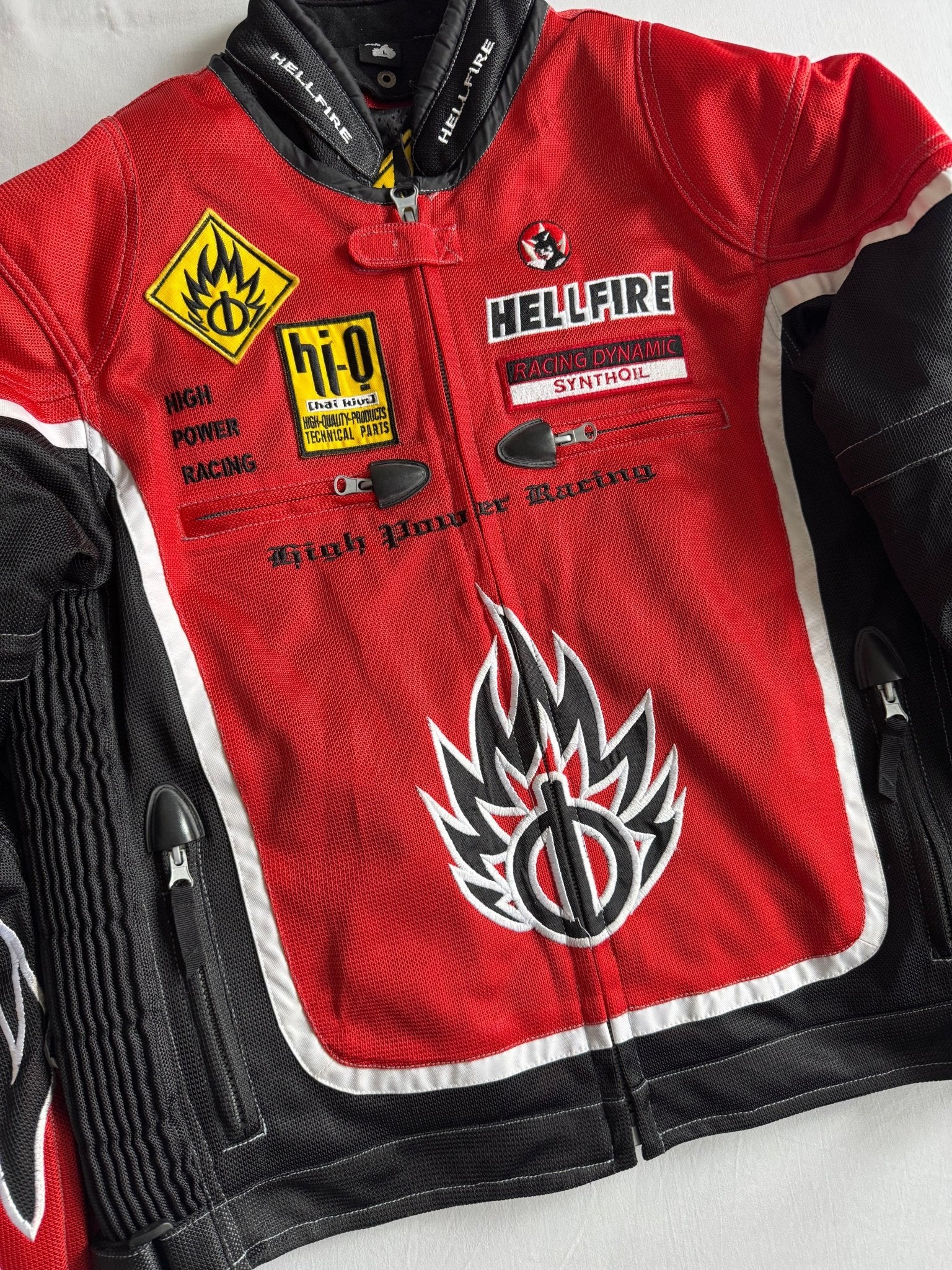 🏍️ Jachetă Y2K Racing Print Textil – L - anbracaminte