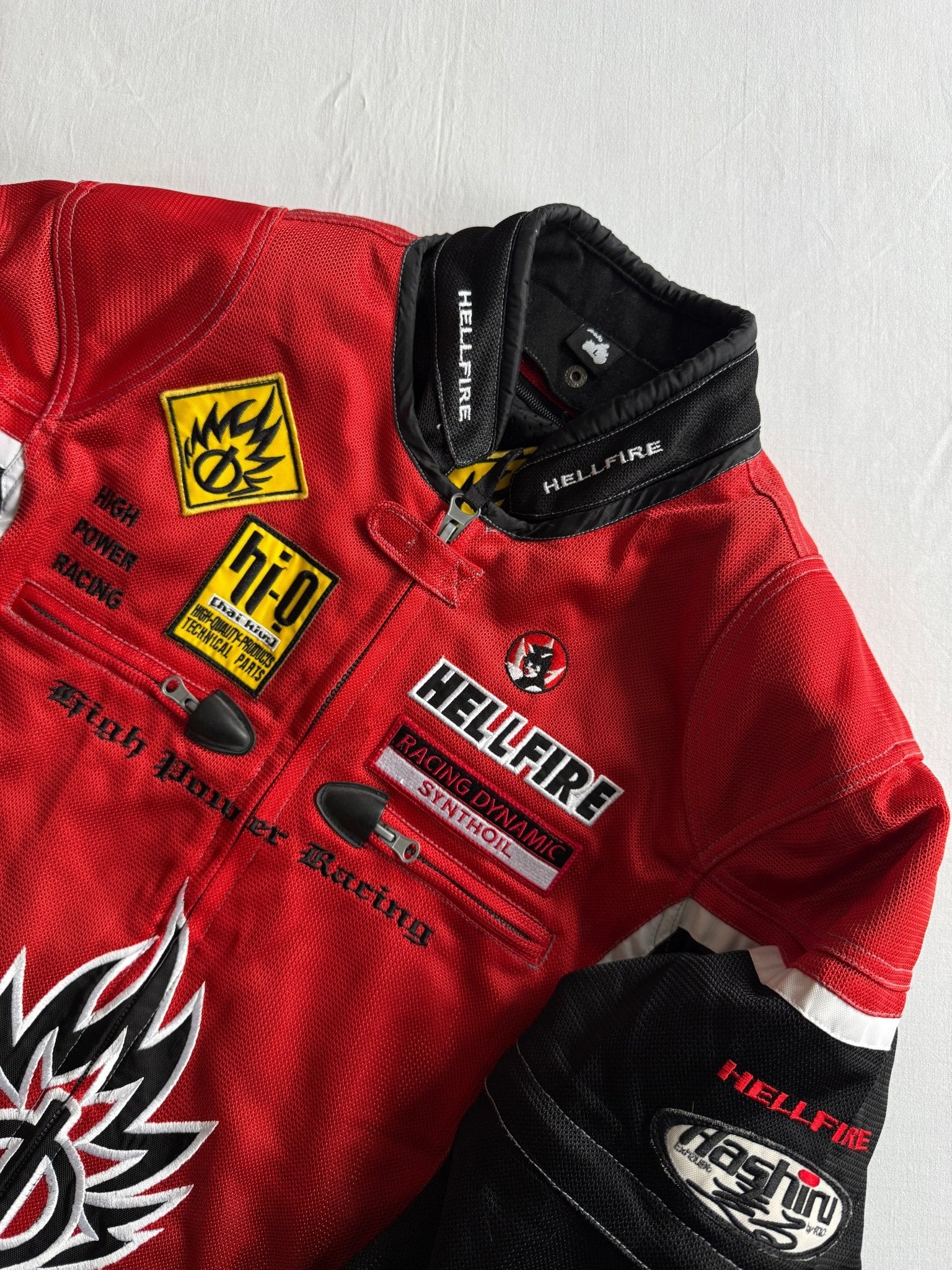 🏍️ Jachetă Y2K Racing Print Textil – L - anbracaminte