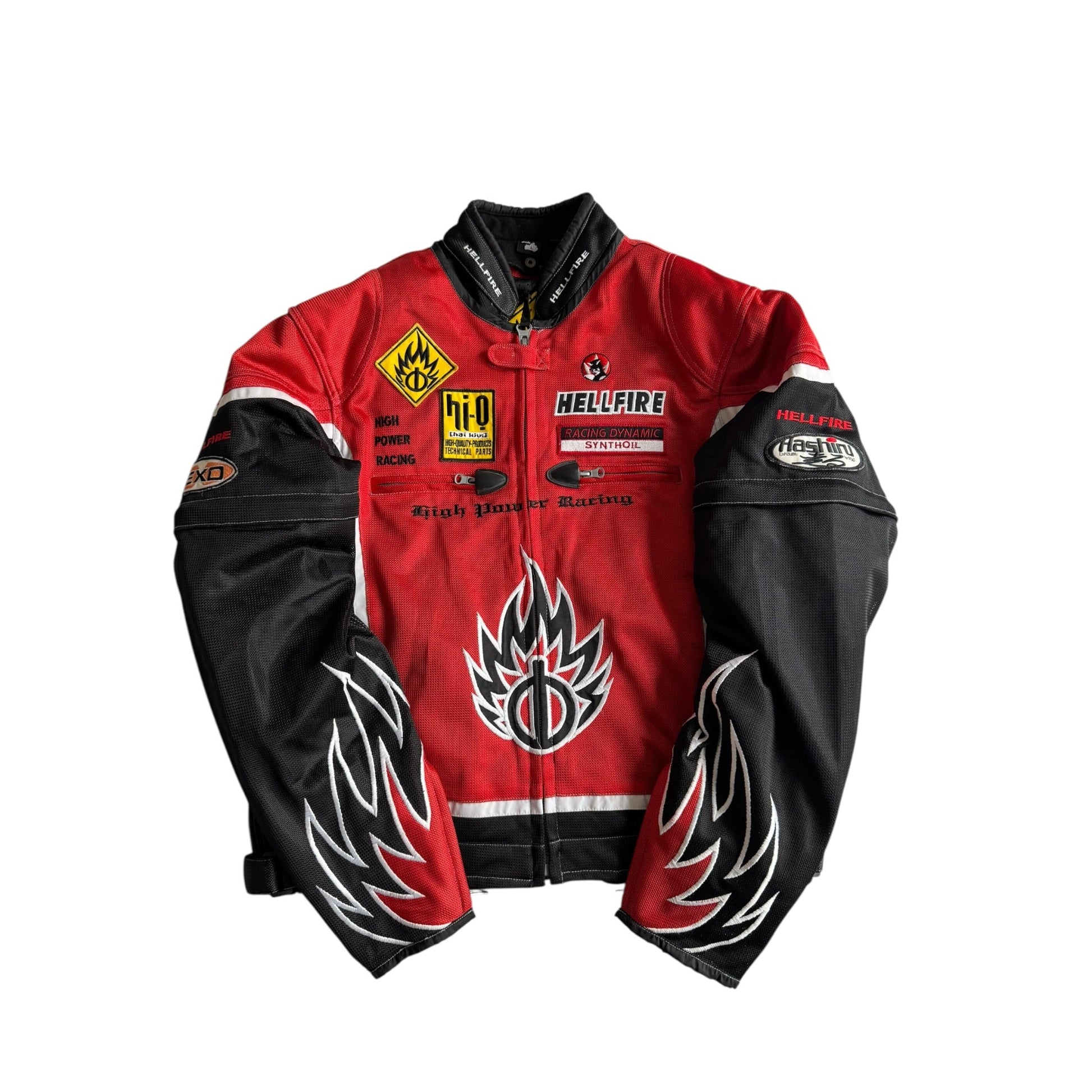 🏍️ Jachetă Y2K Racing Print Textil – L - anbracaminte