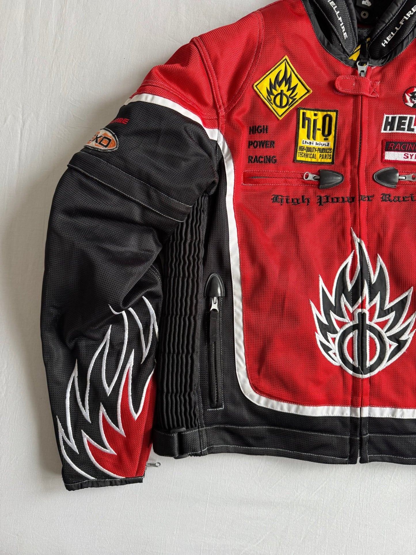 🏍️ Jachetă Y2K Racing Print Textil – L - anbracaminte