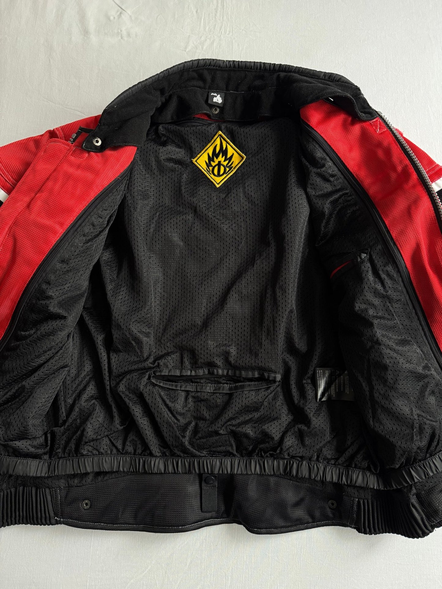 🏍️ Jachetă Y2K Racing Print Textil – L - anbracaminte