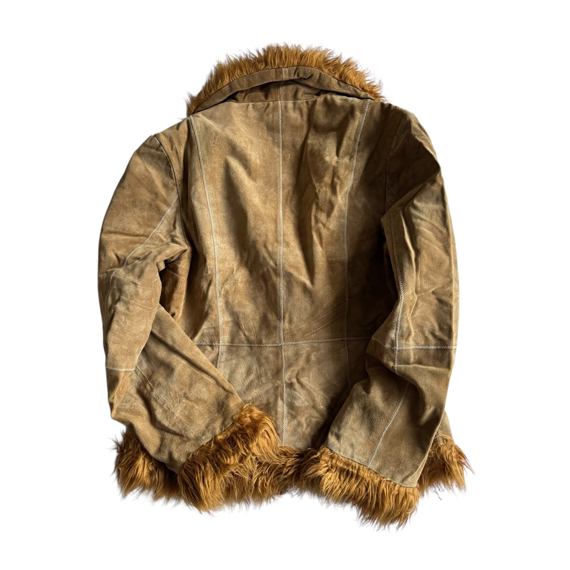 🧥 Jachetă Y2K Suede Afghan – Mărime 40 (M/L Femei) - anbracaminte