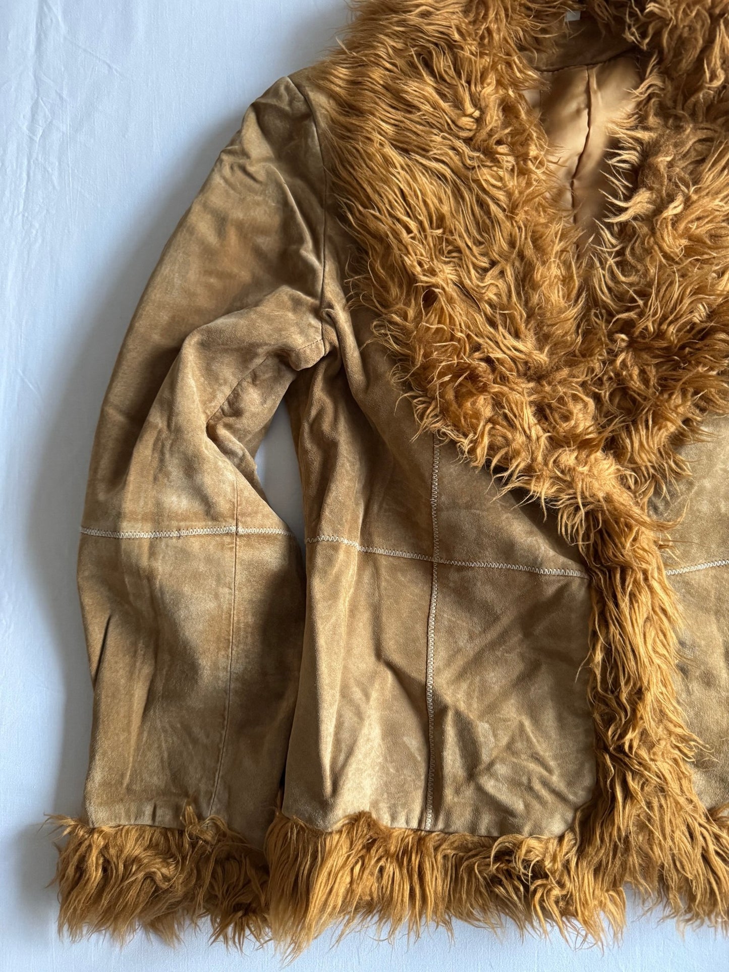 🧥 Jachetă Y2K Suede Afghan – Mărime 40 (M/L Femei) - anbracaminte