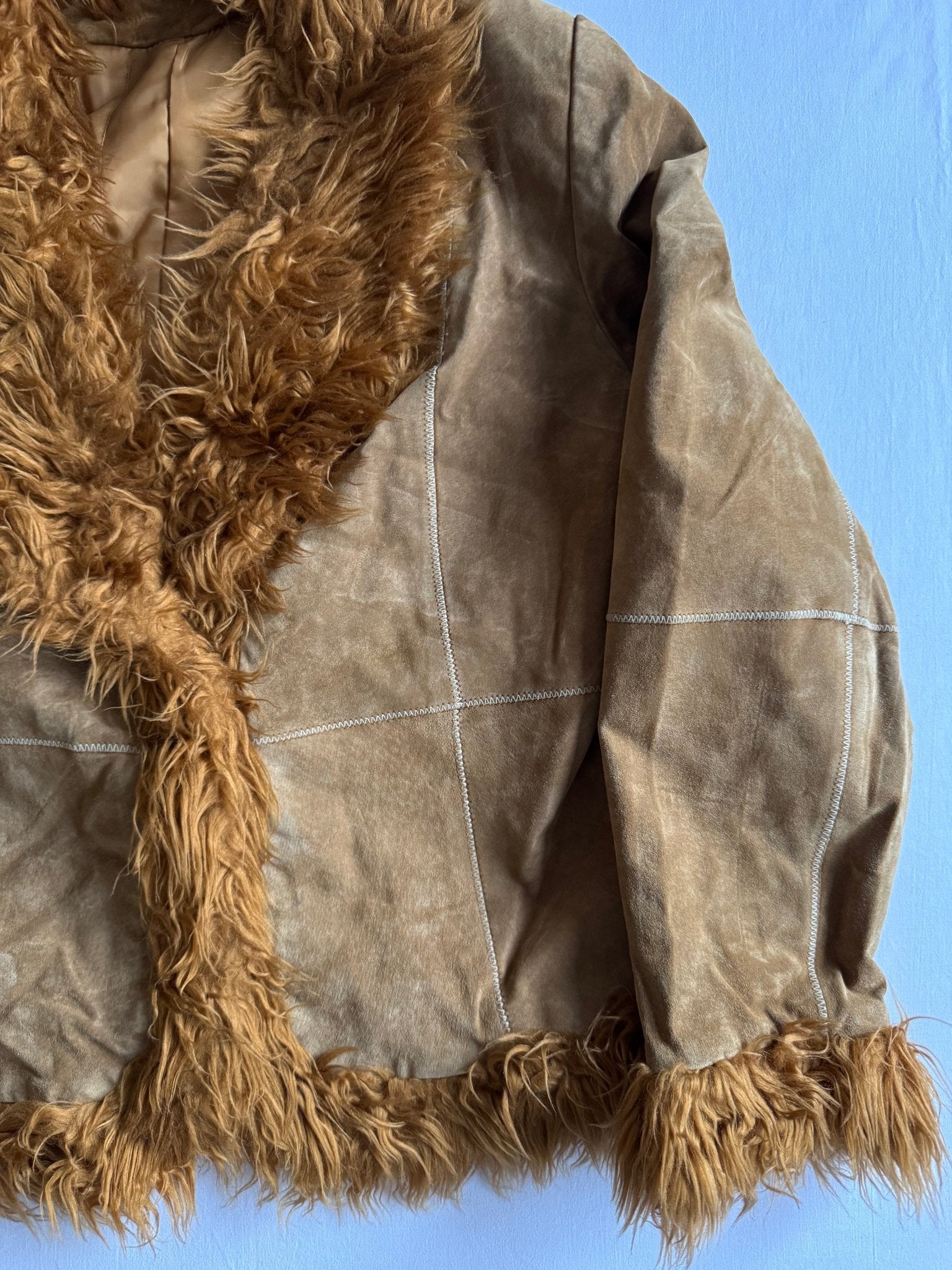 🧥 Jachetă Y2K Suede Afghan – Mărime 40 (M/L Femei) - anbracaminte