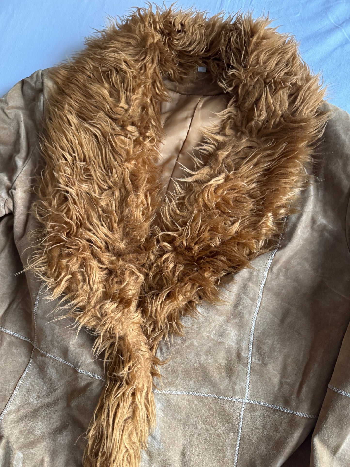 🧥 Jachetă Y2K Suede Afghan – Mărime 40 (M/L Femei) - anbracaminte