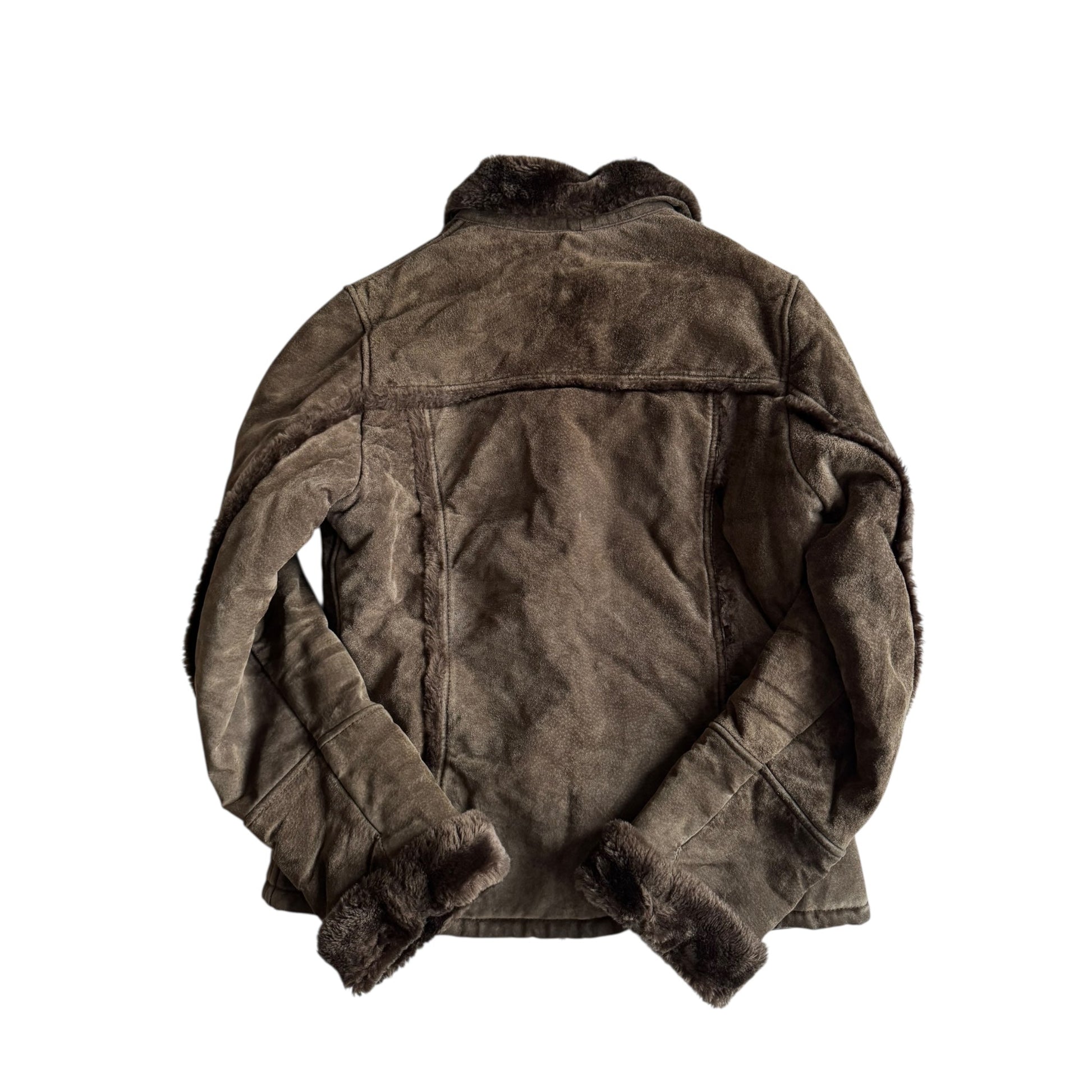 🧥 Jachetă Y2K Suede Faux Shearling – Mărime S Femei - anbracaminte