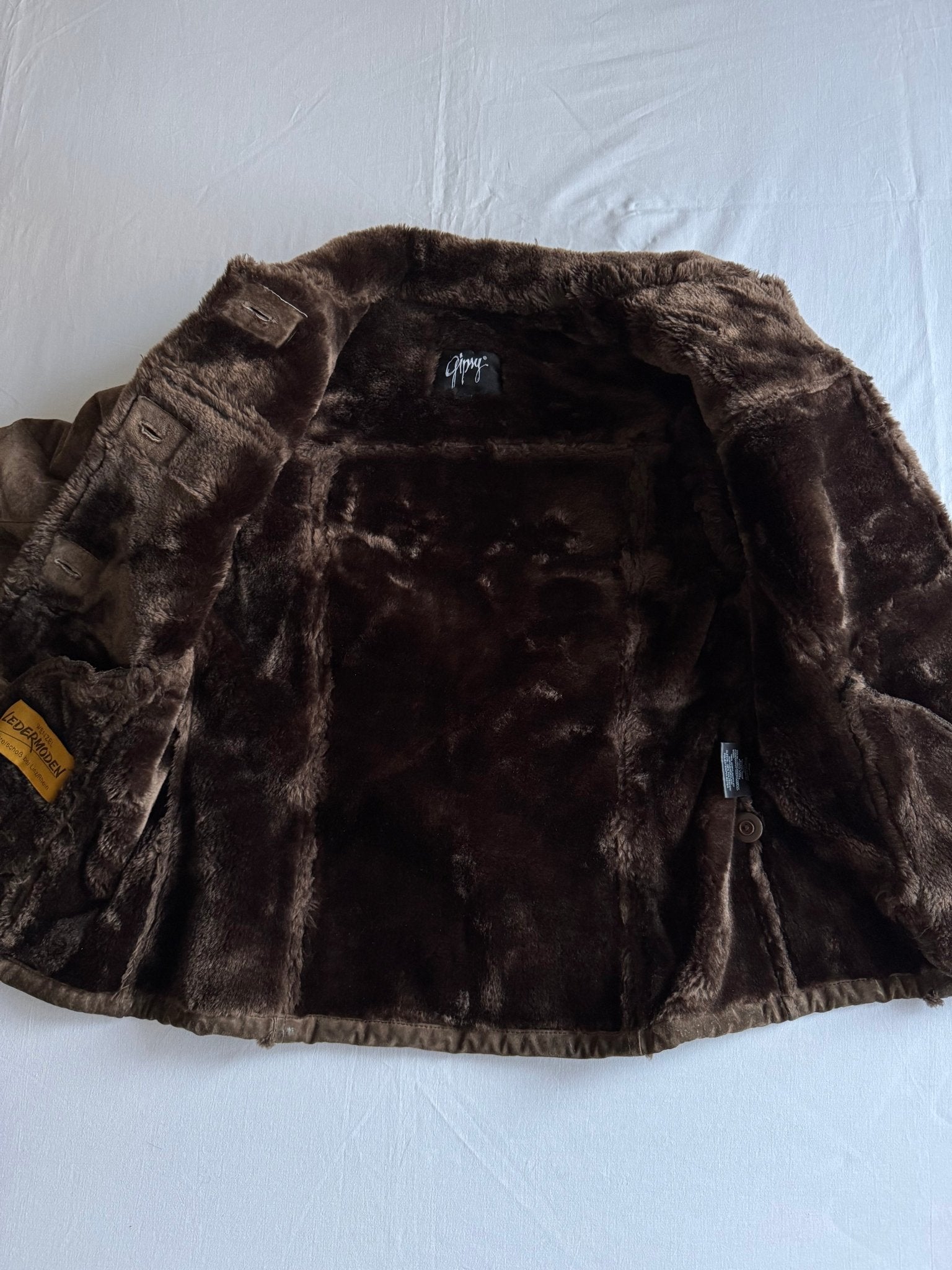 🧥 Jachetă Y2K Suede Faux Shearling – Mărime S Femei - anbracaminte