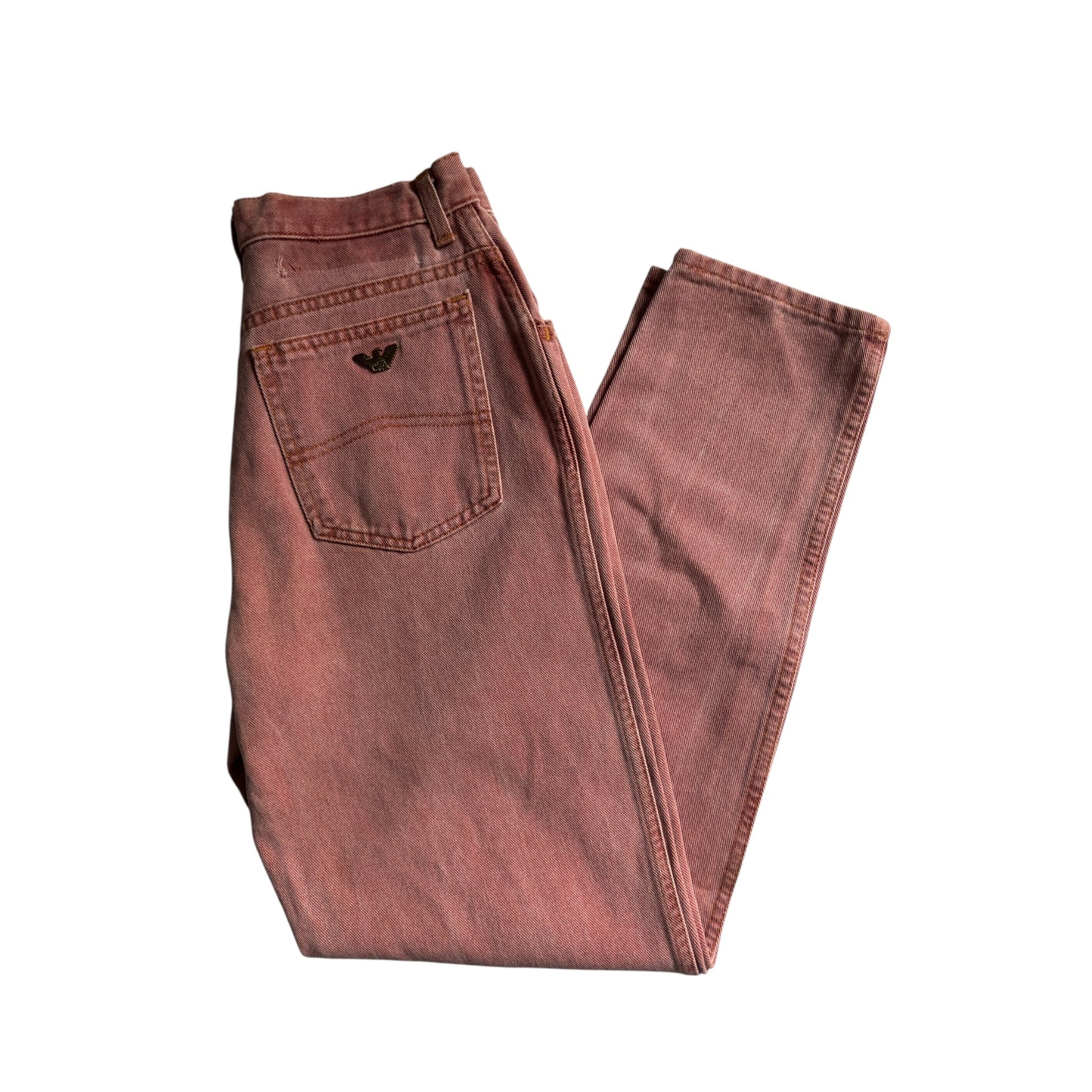 🧱 Jeans Vintage Armani – 80’s – Burnt Brick Red – US 30 / EU 40 - anbracaminte