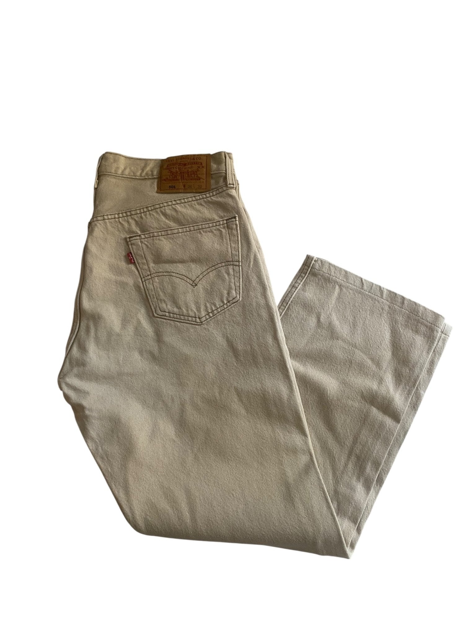 Jeans Vintage Levi’s 501 – Washed Cream – 1997 – Made in USA – W36 L30 - anbracaminte