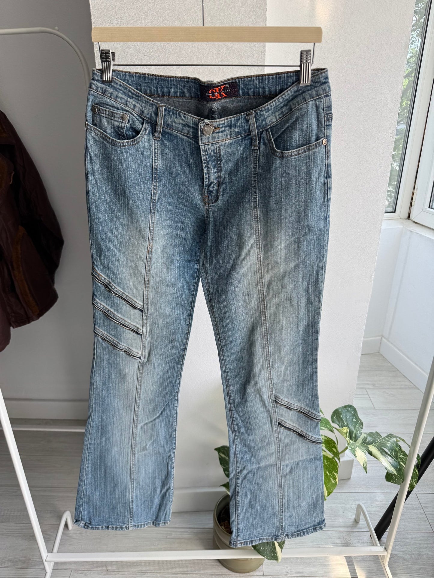 👖 Jeans Y2K Bootcut cu Detalii Fermoar – W30 x L33 (XL Damă) - anbracaminte