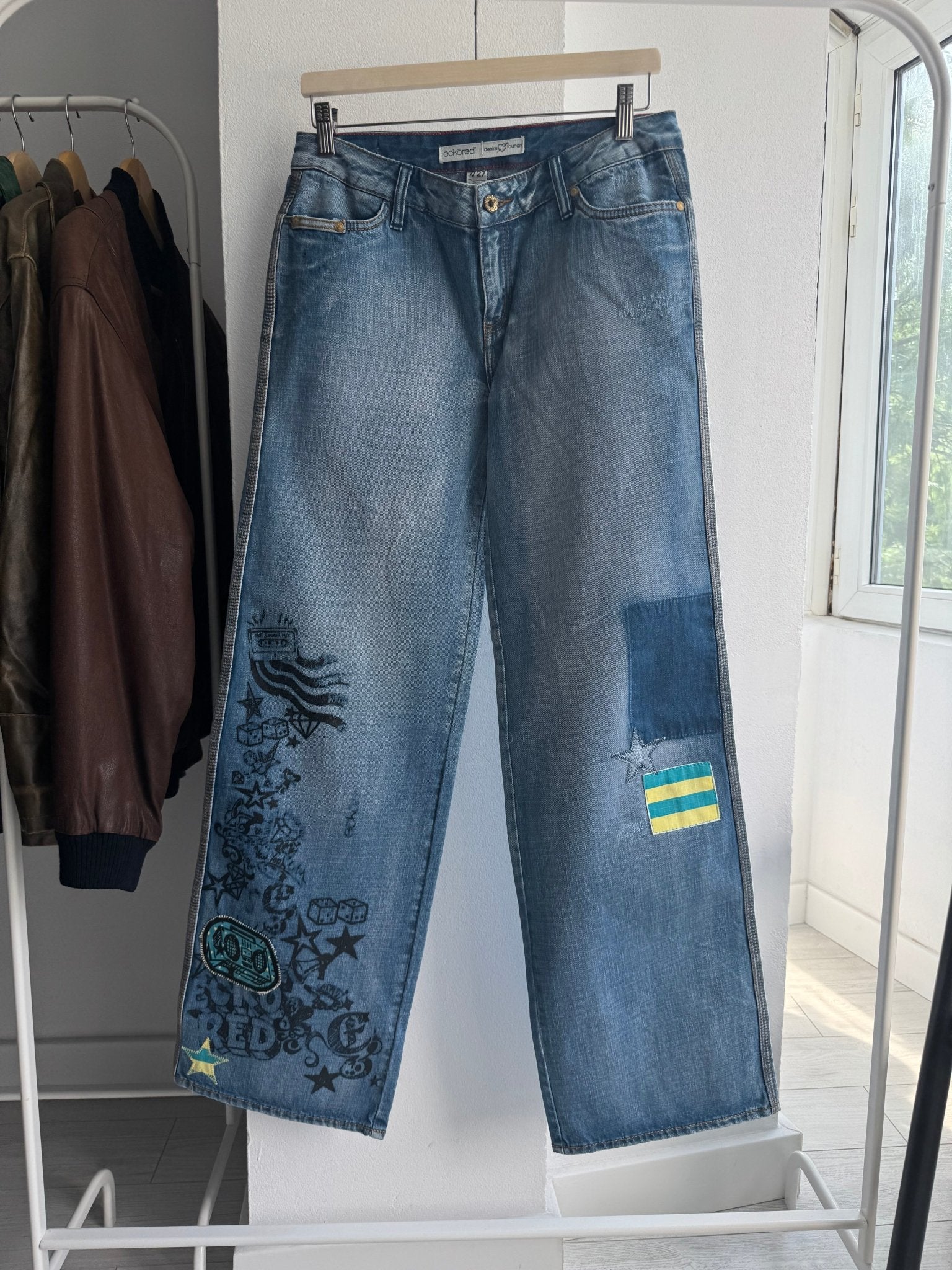 🦏 Jeans Y2K Ecko Unltd Baggy Printed – US 7 – Damă - anbracaminte