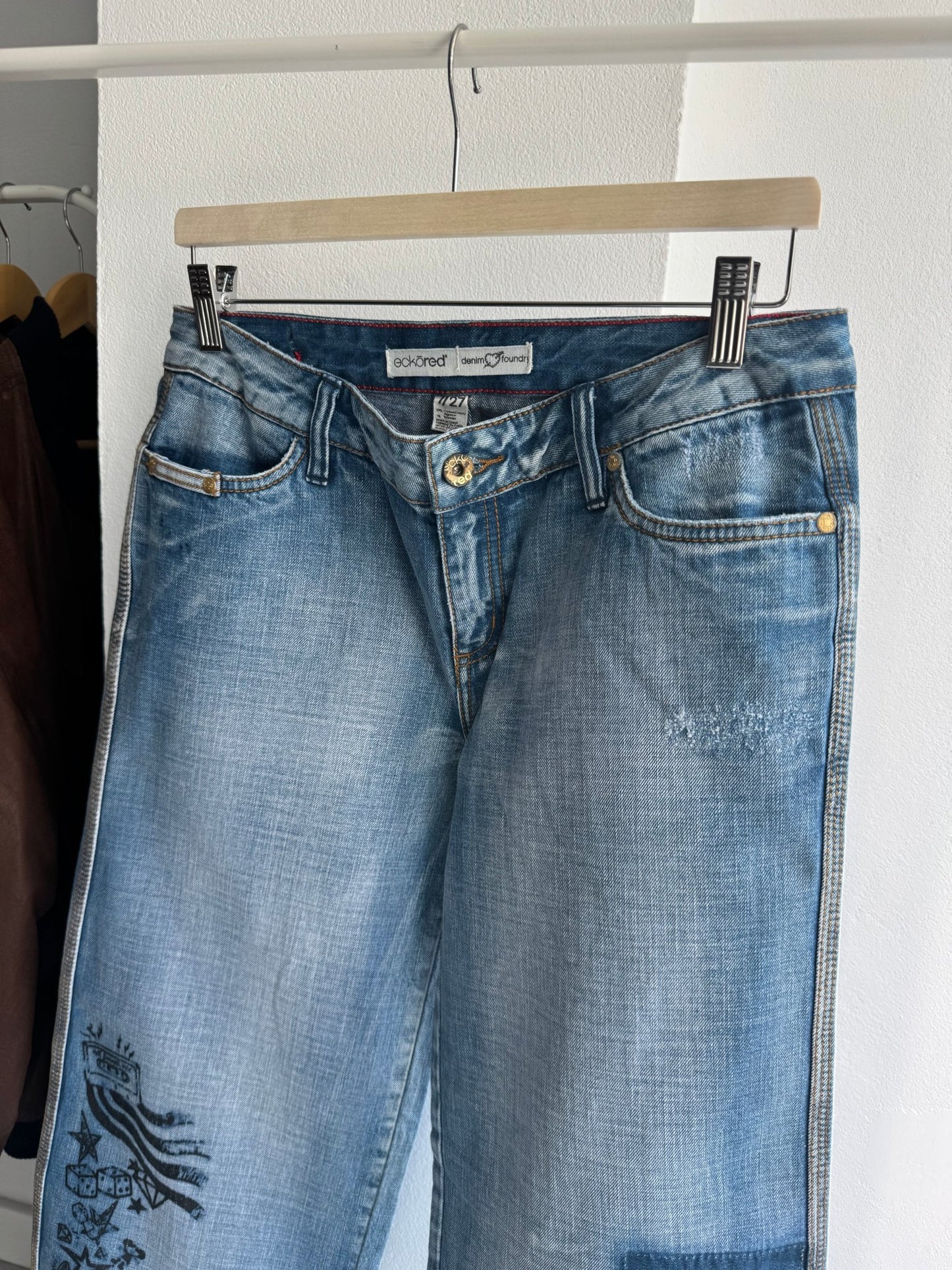 🦏 Jeans Y2K Ecko Unltd Baggy Printed – US 7 – Damă - anbracaminte