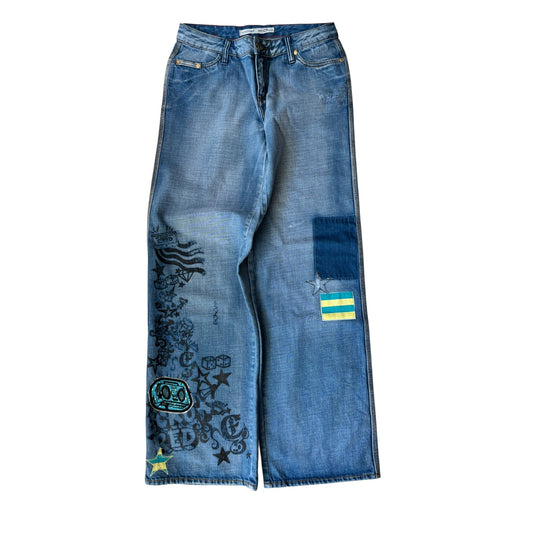 🦏 Jeans Y2K Ecko Unltd Baggy Printed – US 7 – Damă - anbracaminte