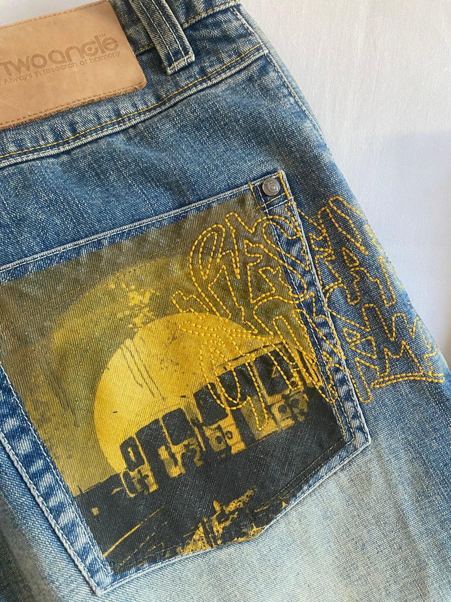 🦛 Jeans Y2K Two Angle – Baggy – Printed & Embroidered – XL nu - anbracaminte