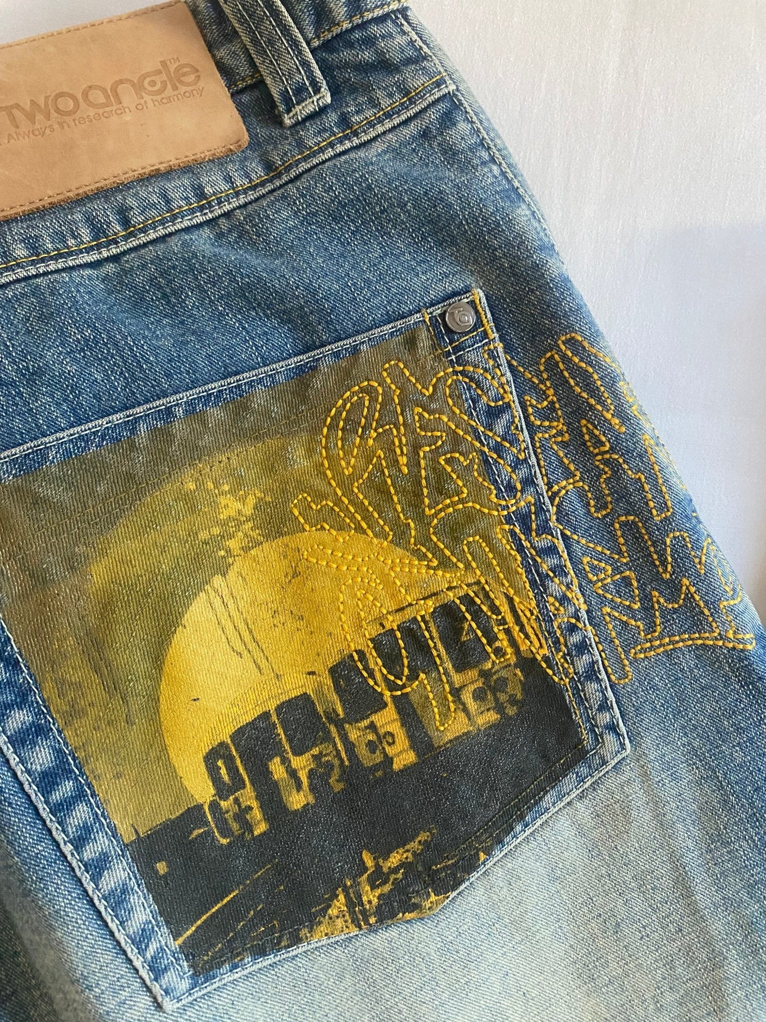 🦛 Jeans Y2K Two Angle – Baggy – Printed & Embroidered – XL nu - anbracaminte