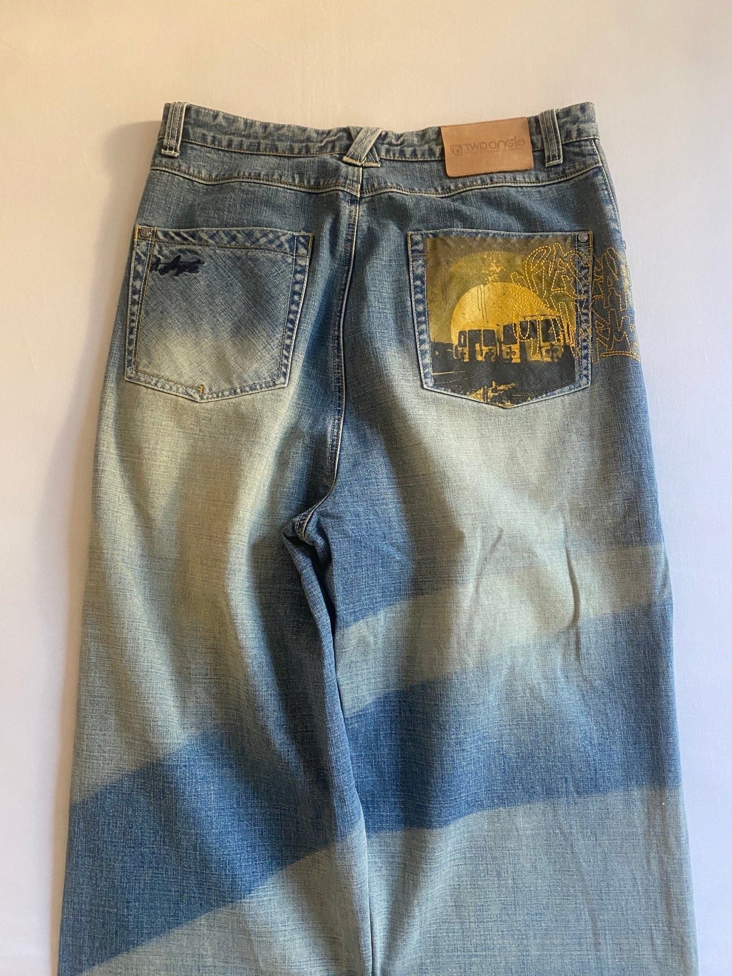 🦛 Jeans Y2K Two Angle – Baggy – Printed & Embroidered – XL nu - anbracaminte
