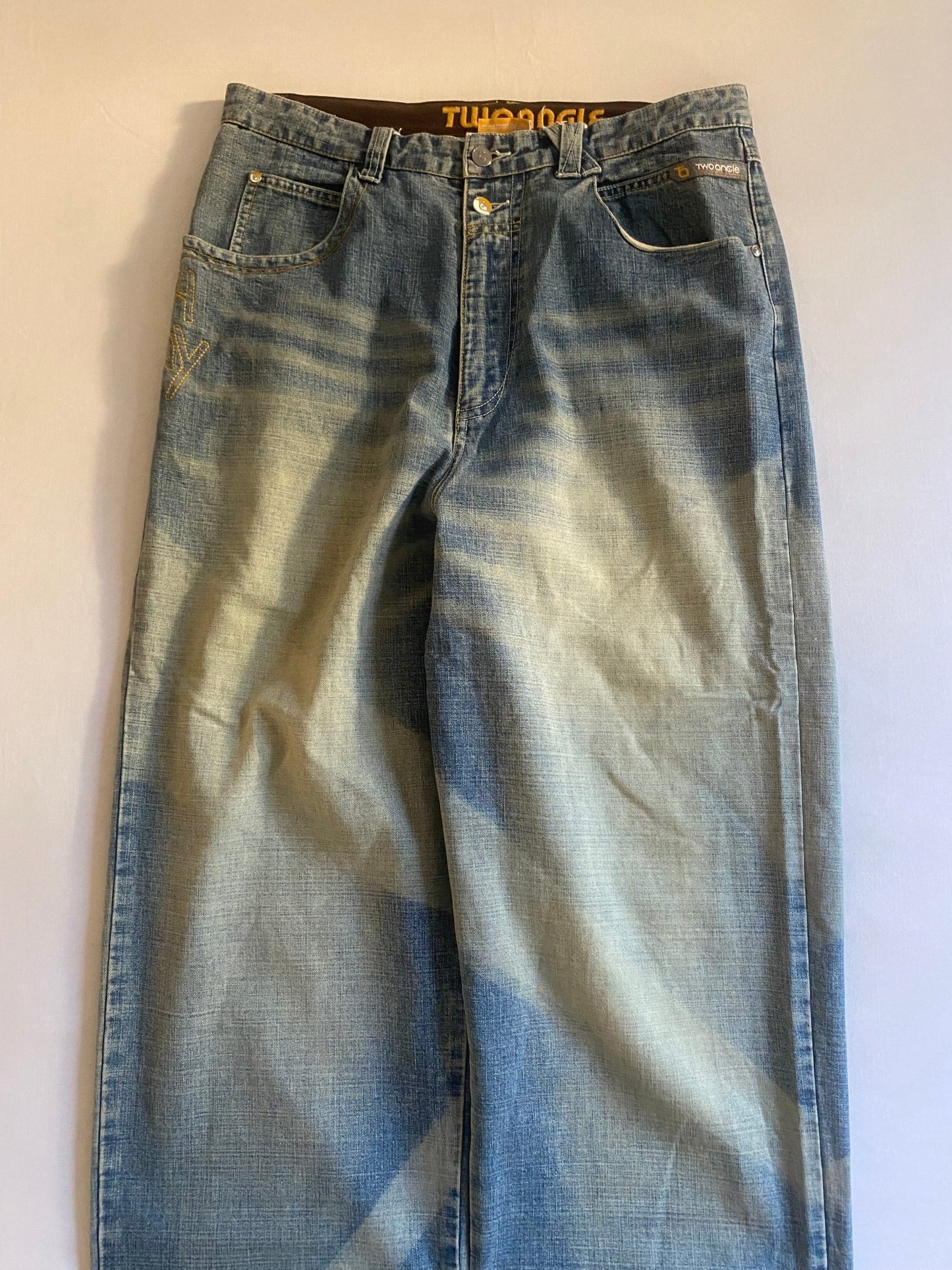 🦛 Jeans Y2K Two Angle – Baggy – Printed & Embroidered – XL nu - anbracaminte
