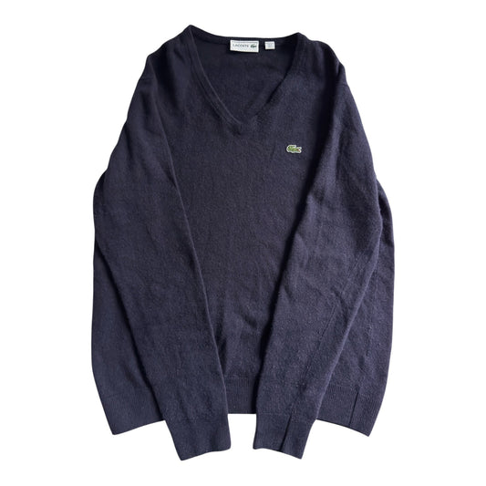 🐊 Lacoste V - Neck Jumper – Dark Navy – Pure New Wool – Size L - anbracaminte
